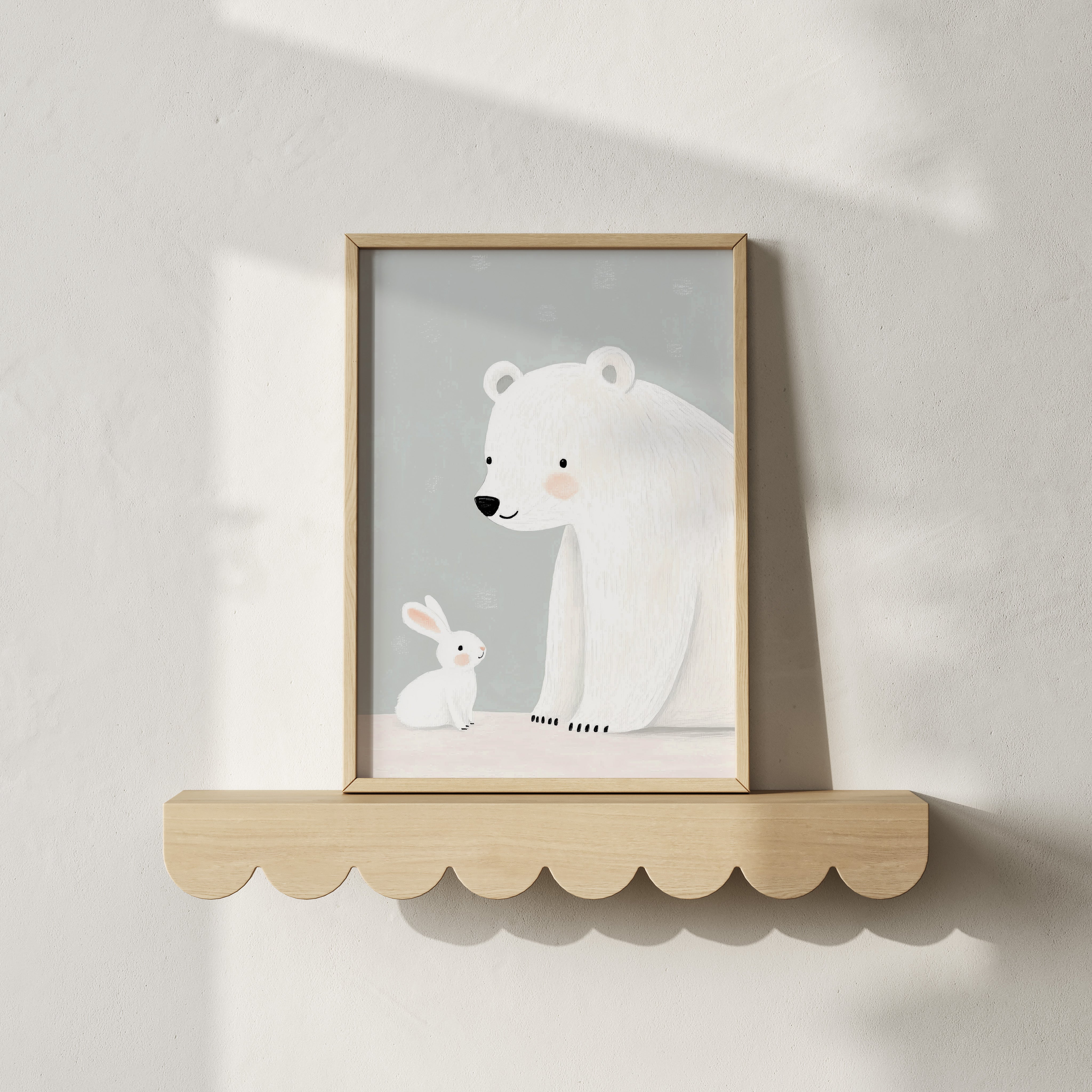 Children's room print - Polar bear and rabbit