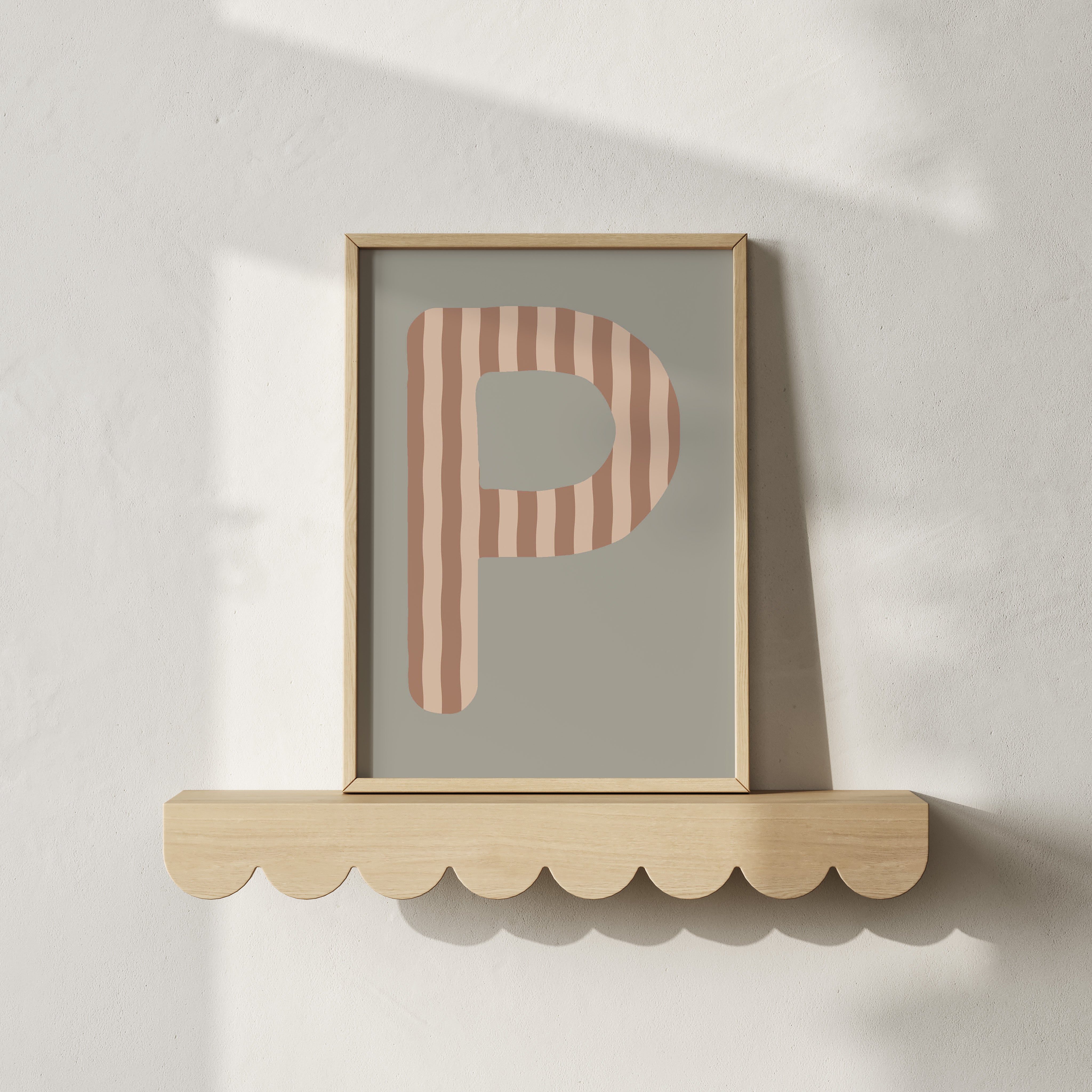Letterposter Wavy Stripes - biscuit