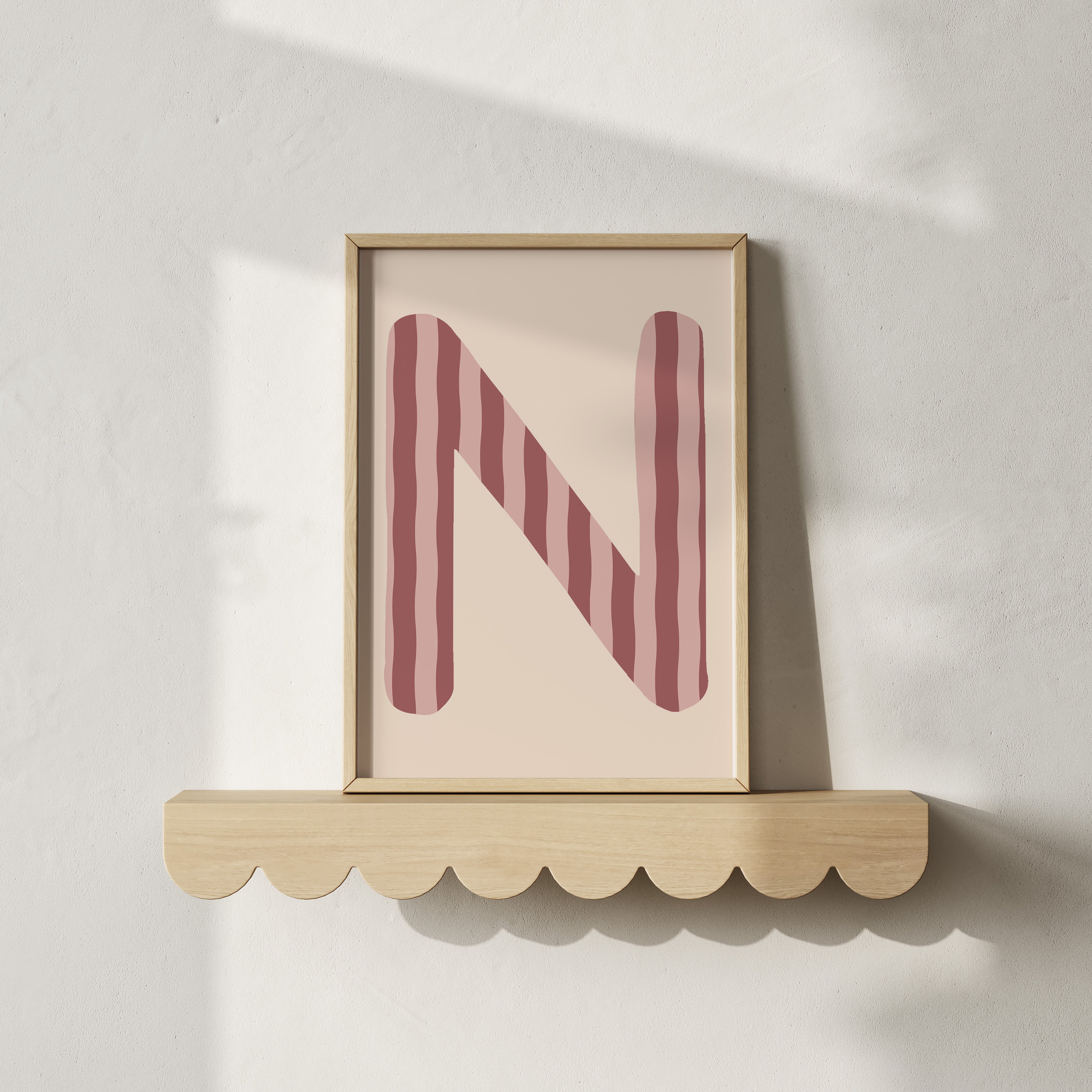 Letterposter Wavy Stripes - rosewood