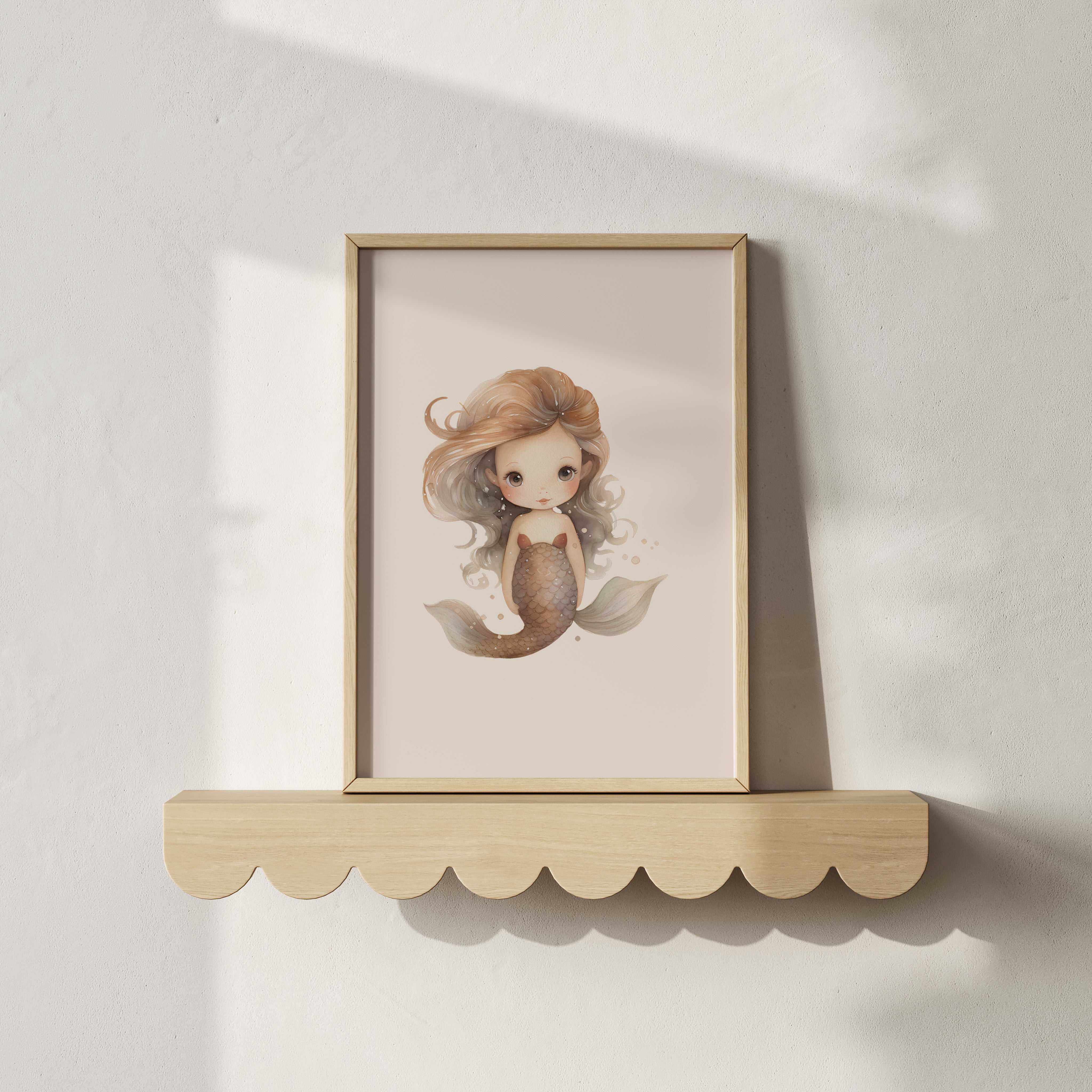 Children's room poster - Mermaid beige with wavy hair | Mermaids