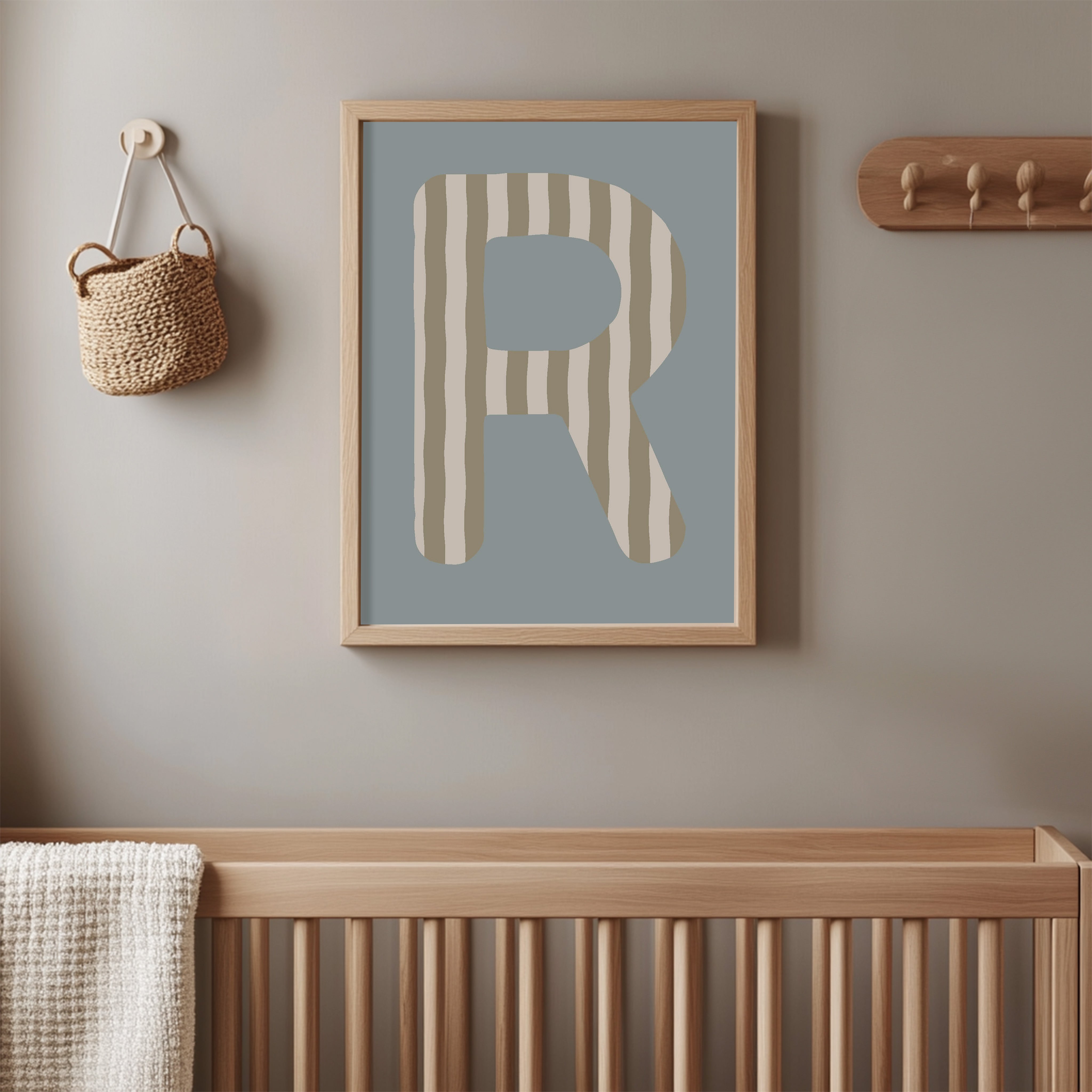 Letterposter Wavy Stripes - olive
