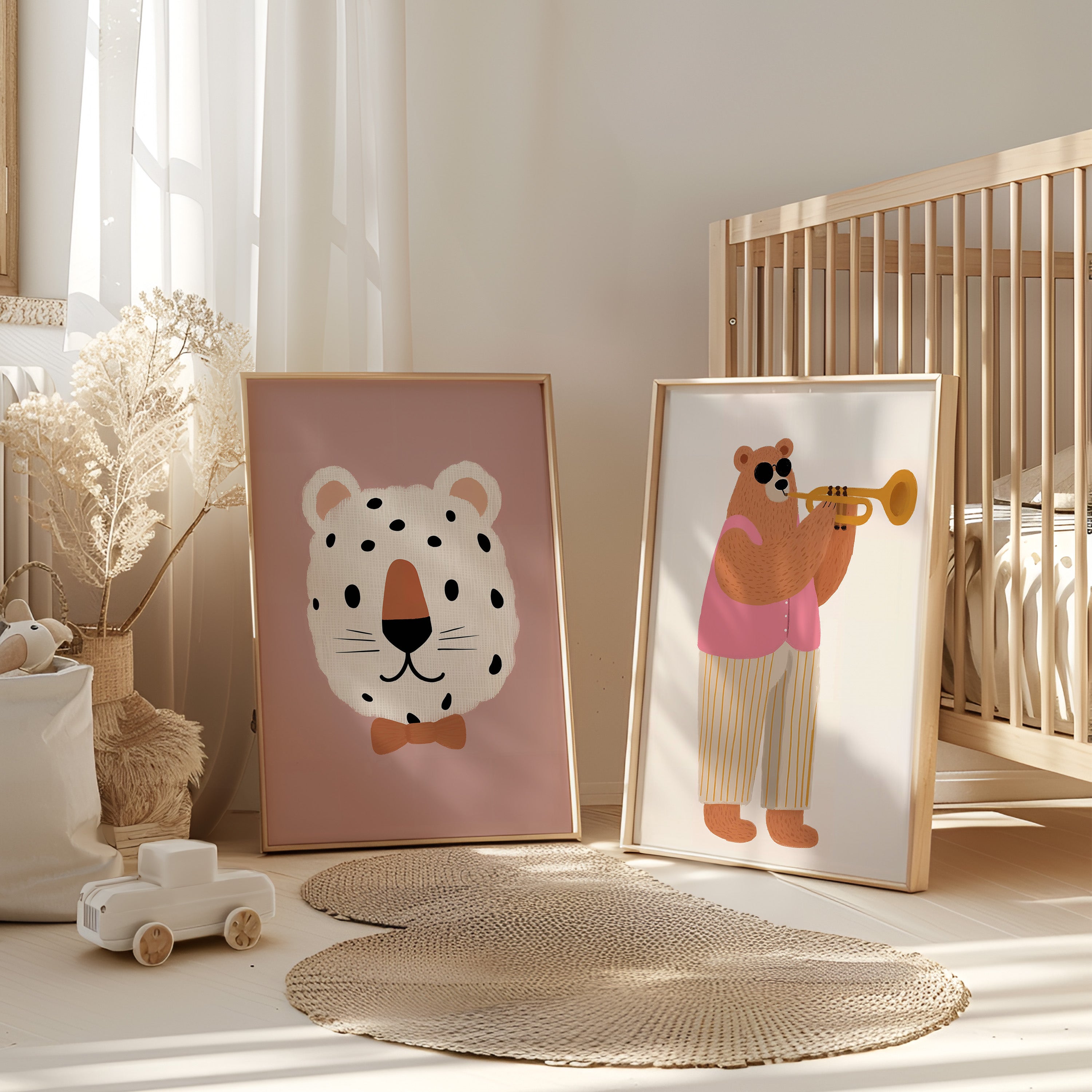 Children's room print - Bear with trumpet