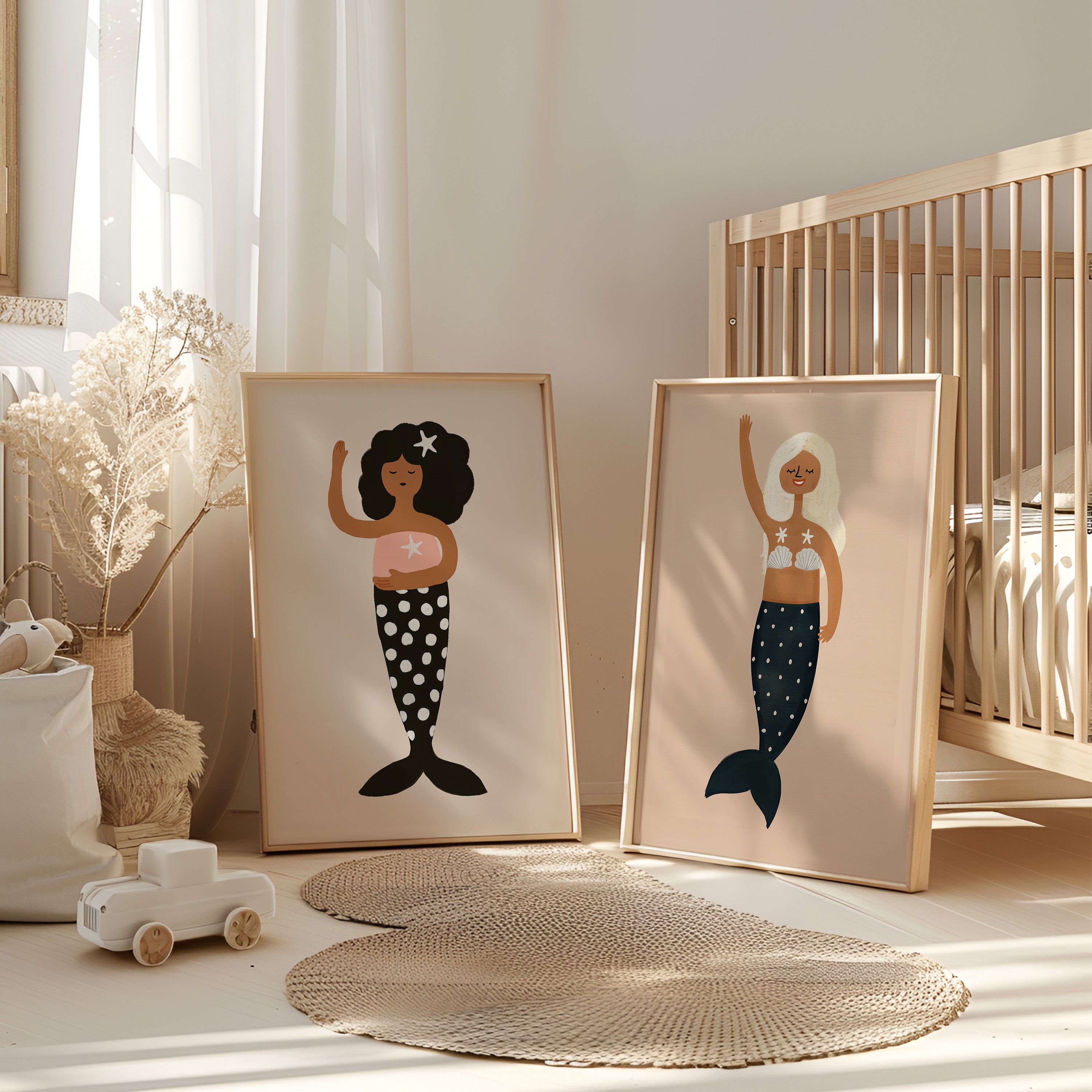 Kinderkamer print - Zeemeermin met schelpen