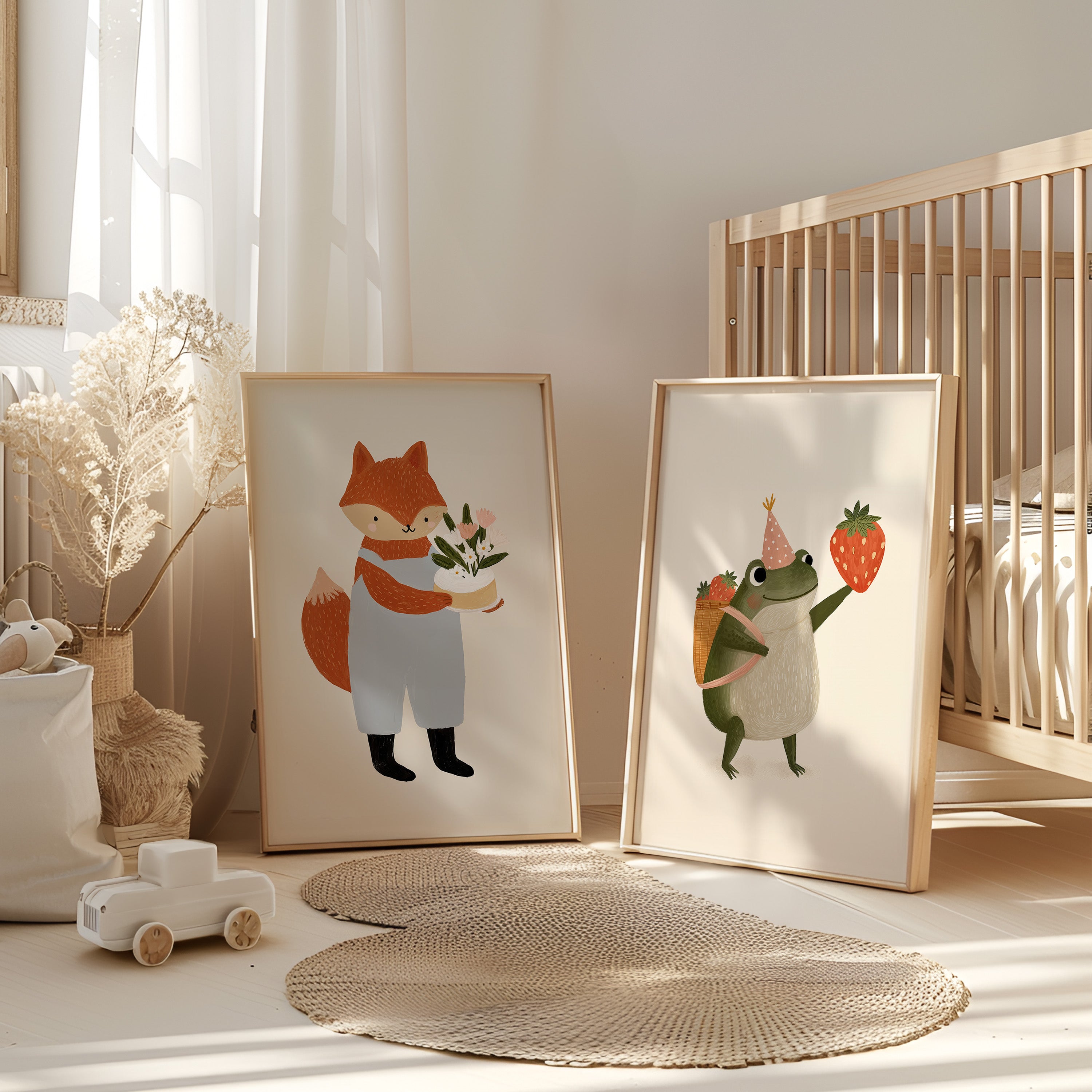 Nursery print - Sweet Fox with Flowers