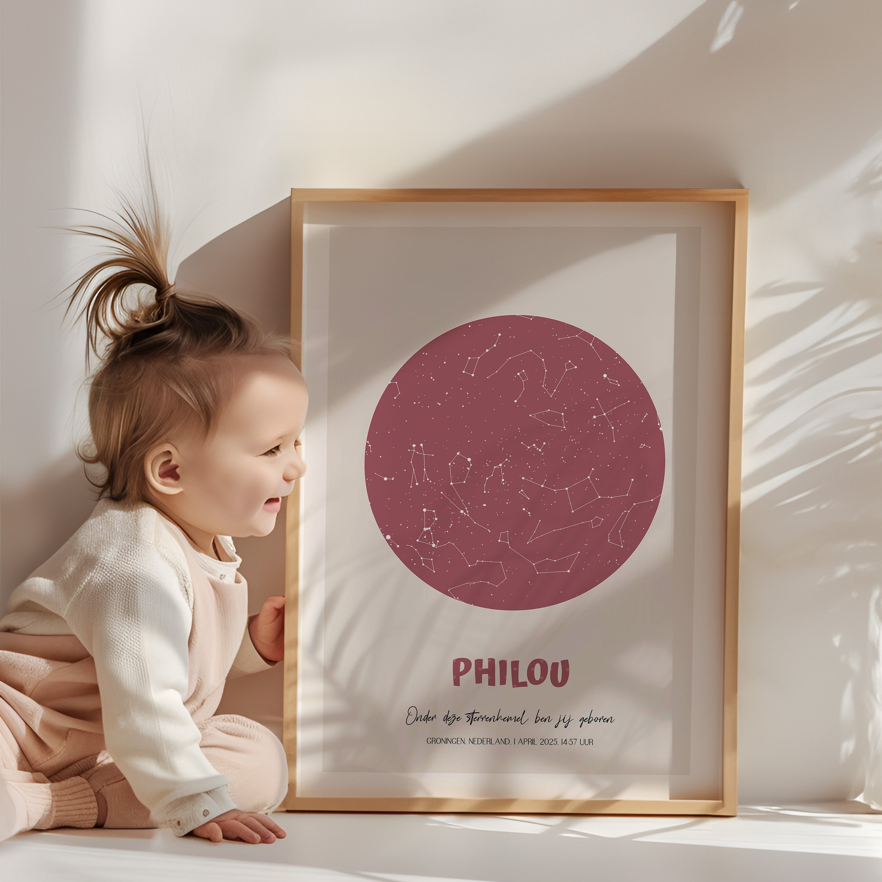 Sterrenhemel poster | KLEINE GROTE BEER - roze