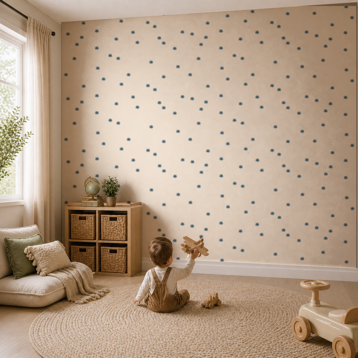 Wallpaper Wiebertje - vintage blue | stars