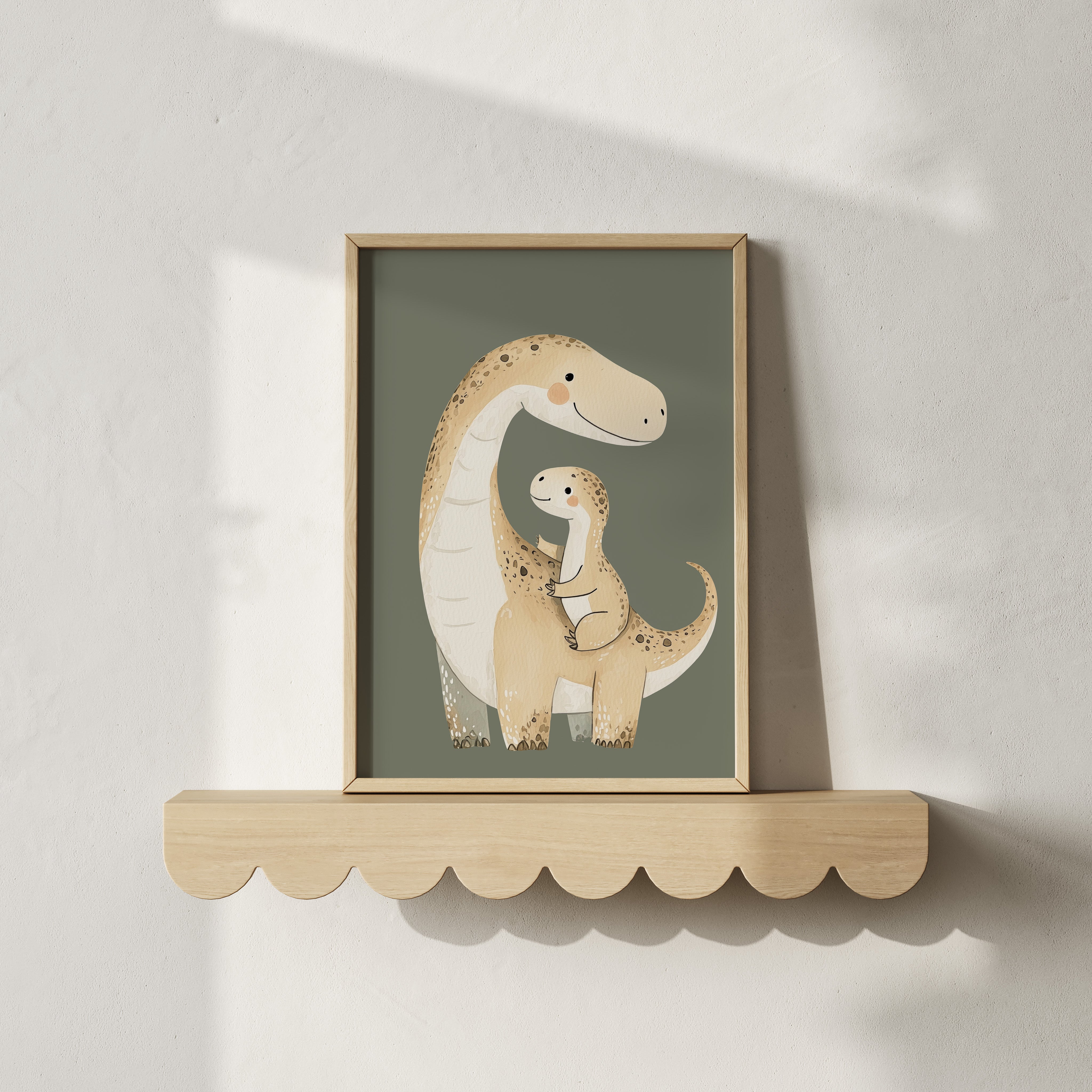 Nursery print - Dino dad and baby