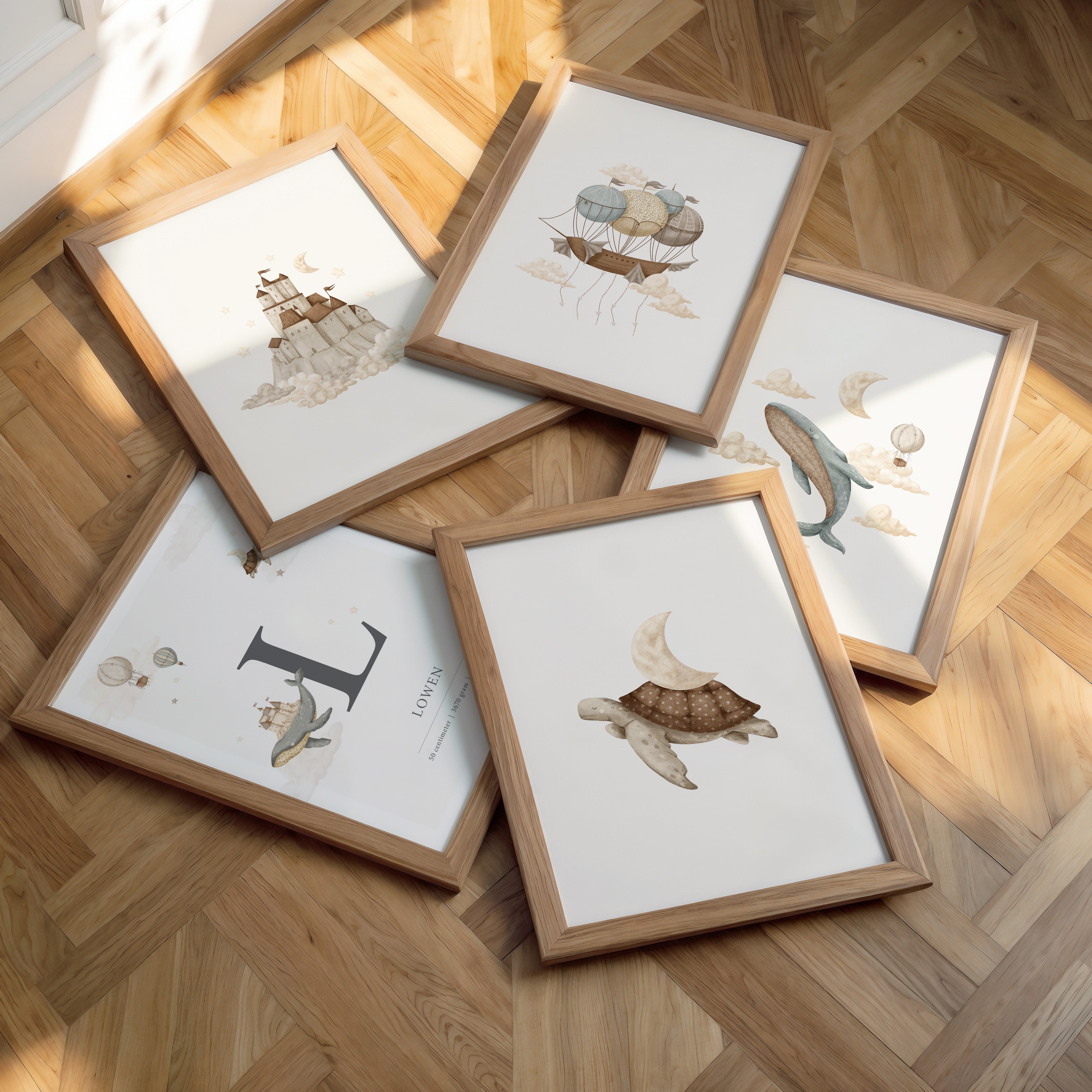 Geboorteposter - Memories of Dreams | Dromerige initialen illustratie