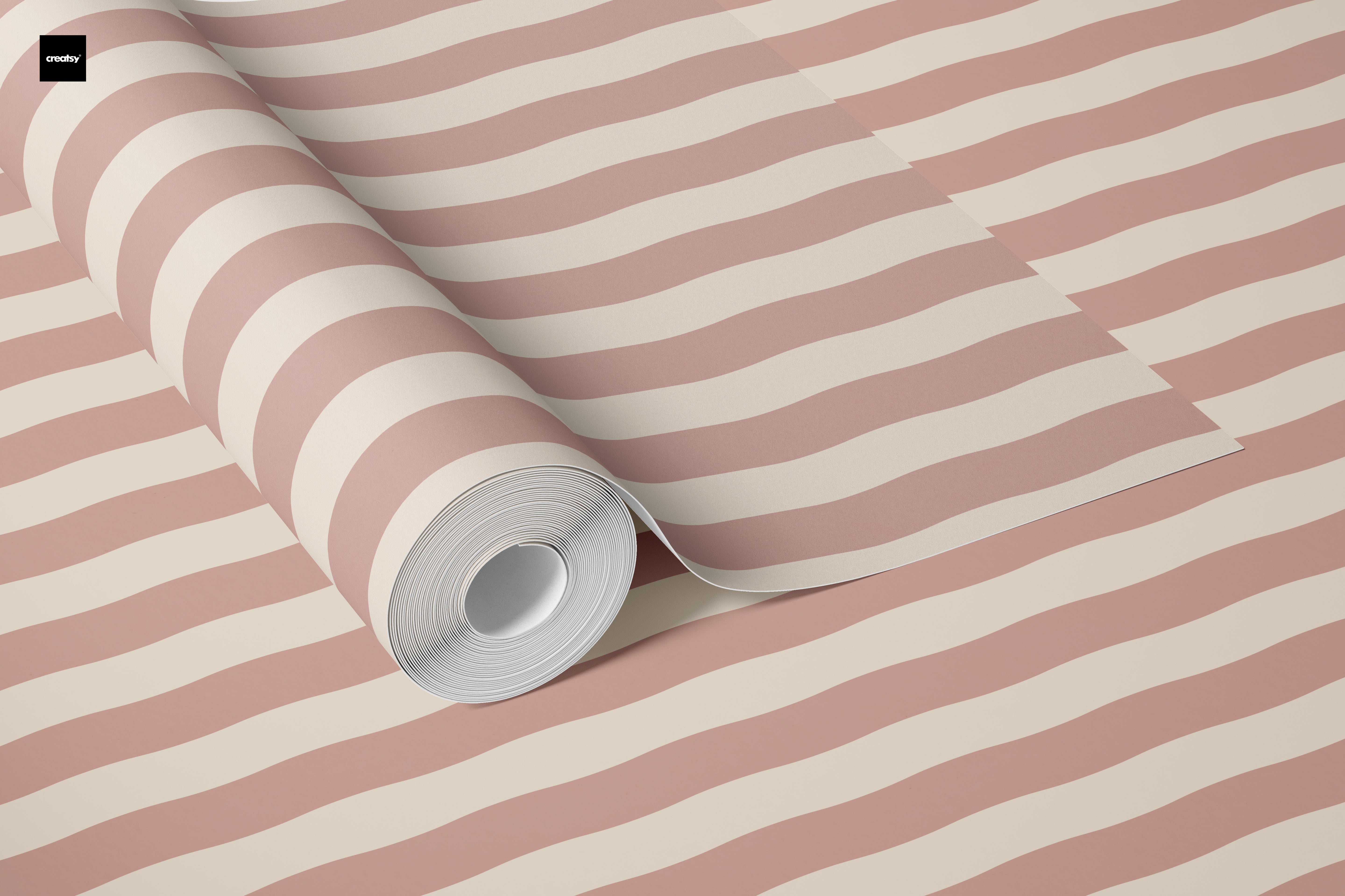 Wallpaper Wavy Stripes - terra pink