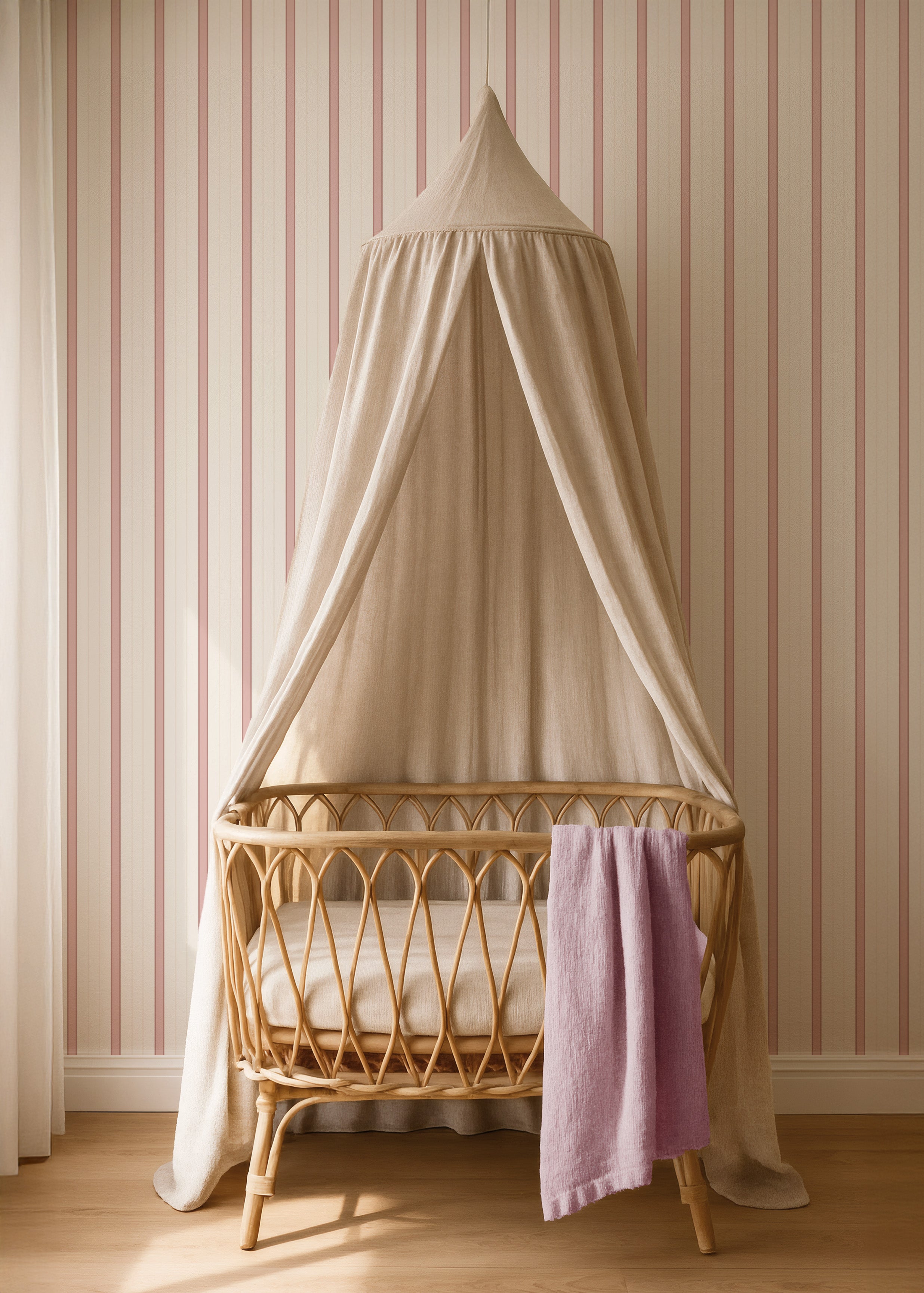 Wallpaper Sweet Stripes - soft pink