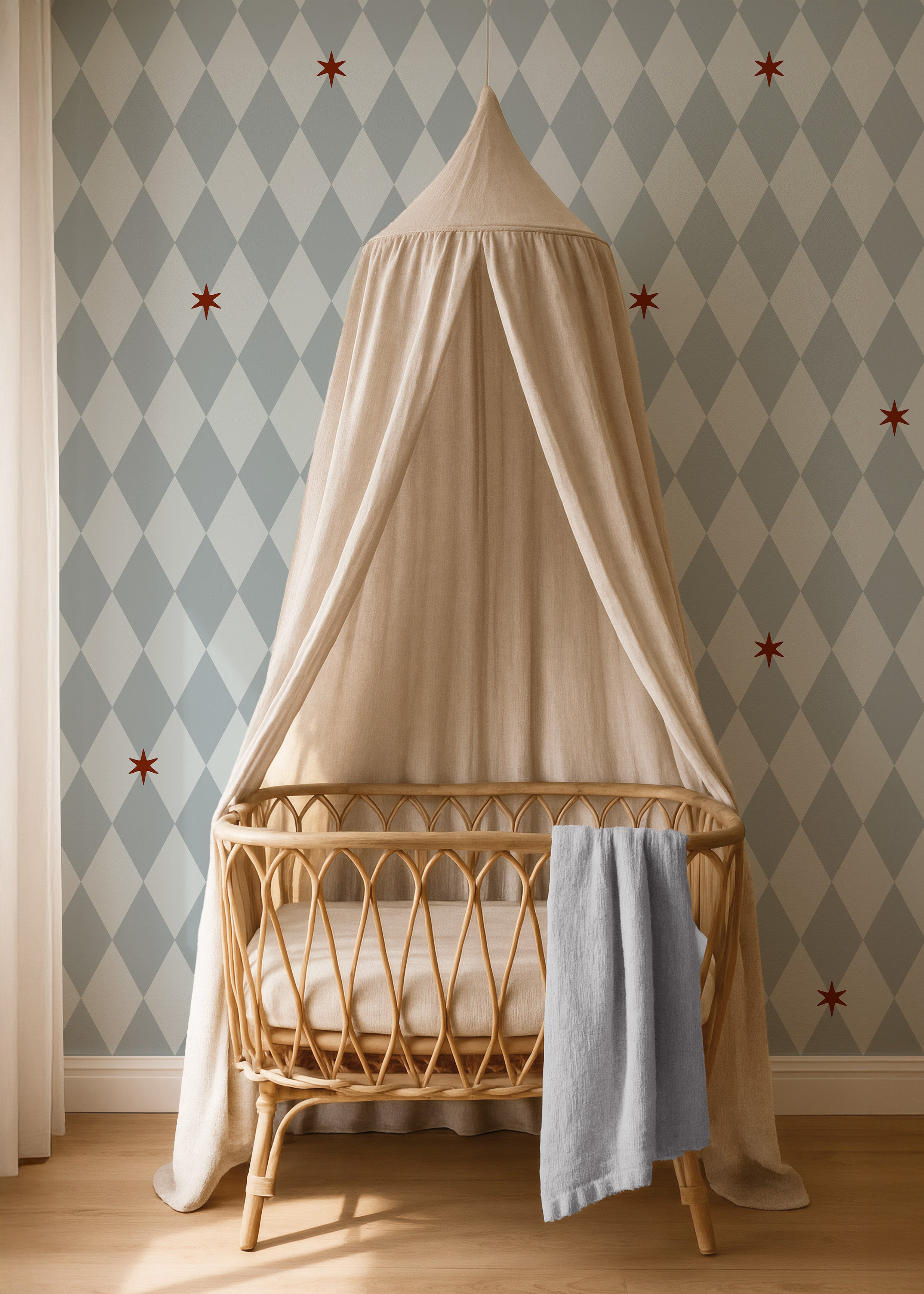 Behang Wiebertje - vintage blue | stars