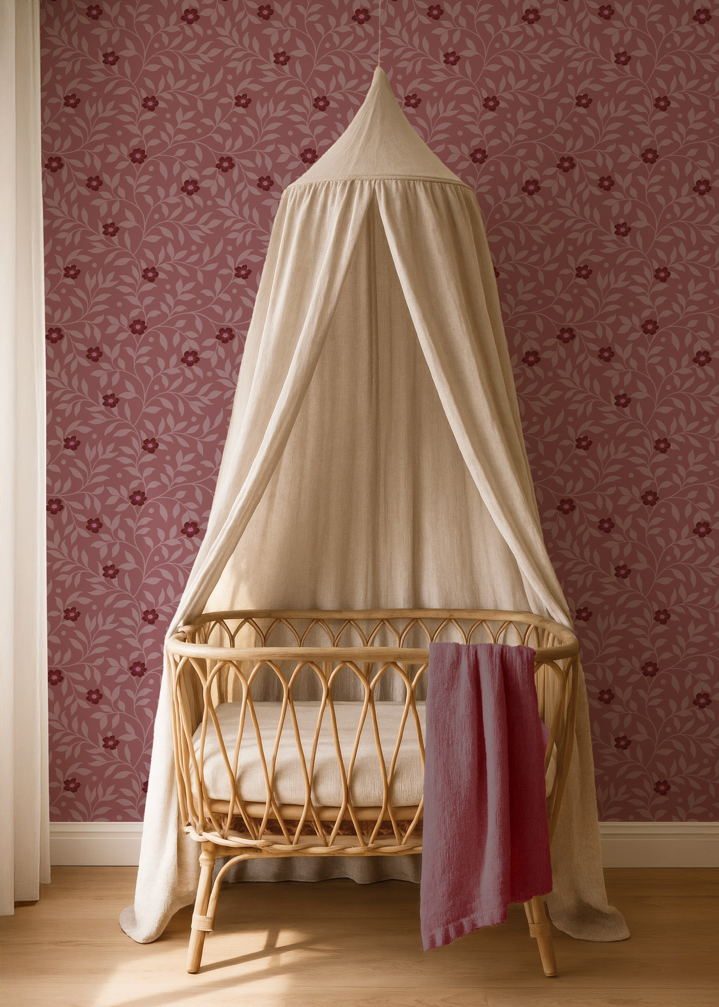 Behang Tiny Blossom - mauve