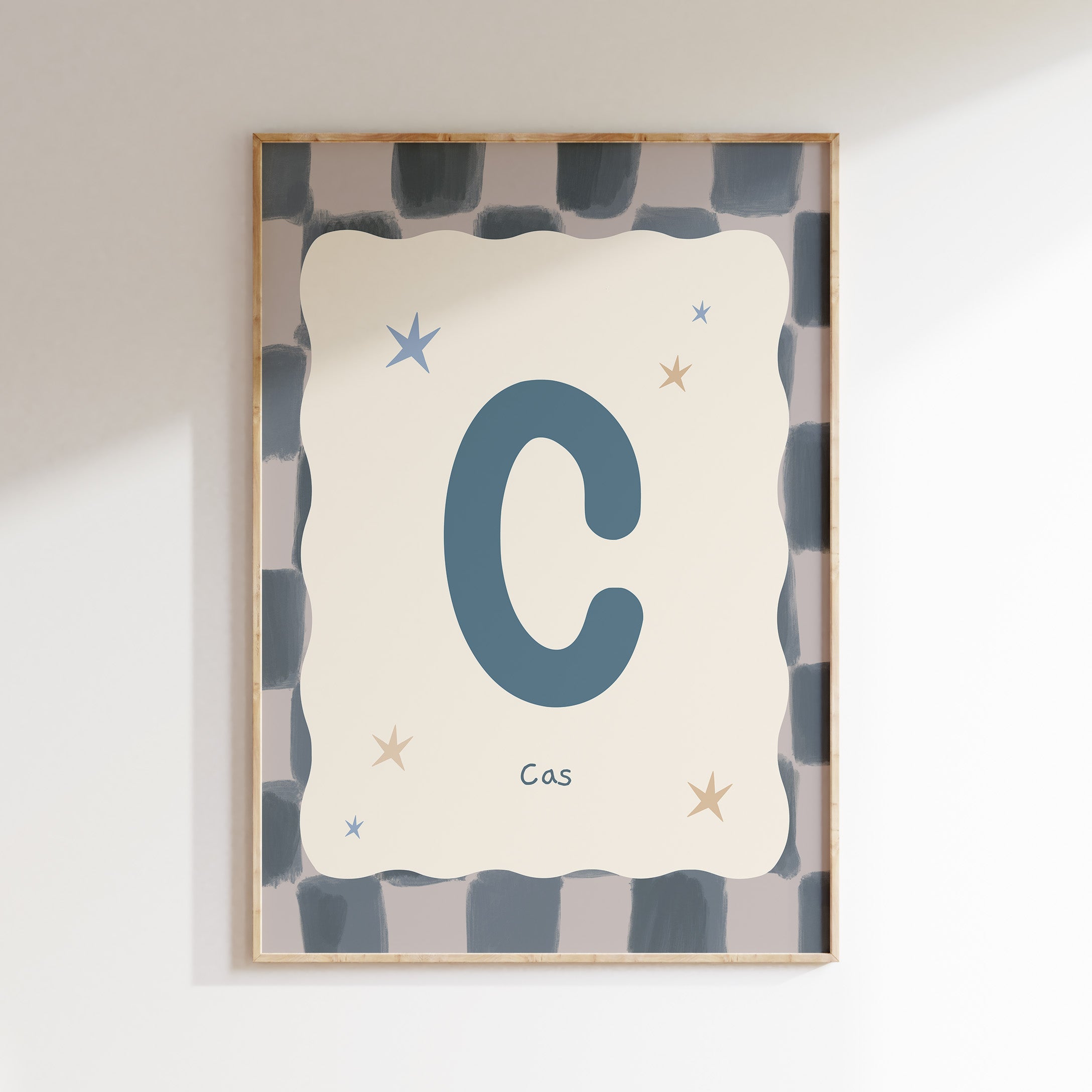 Geboorteposter Ruitjes Droom - zachtblauw