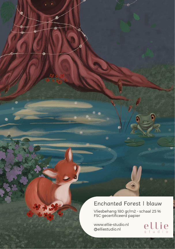 Wallpaper sample Enchanted Forest - blue