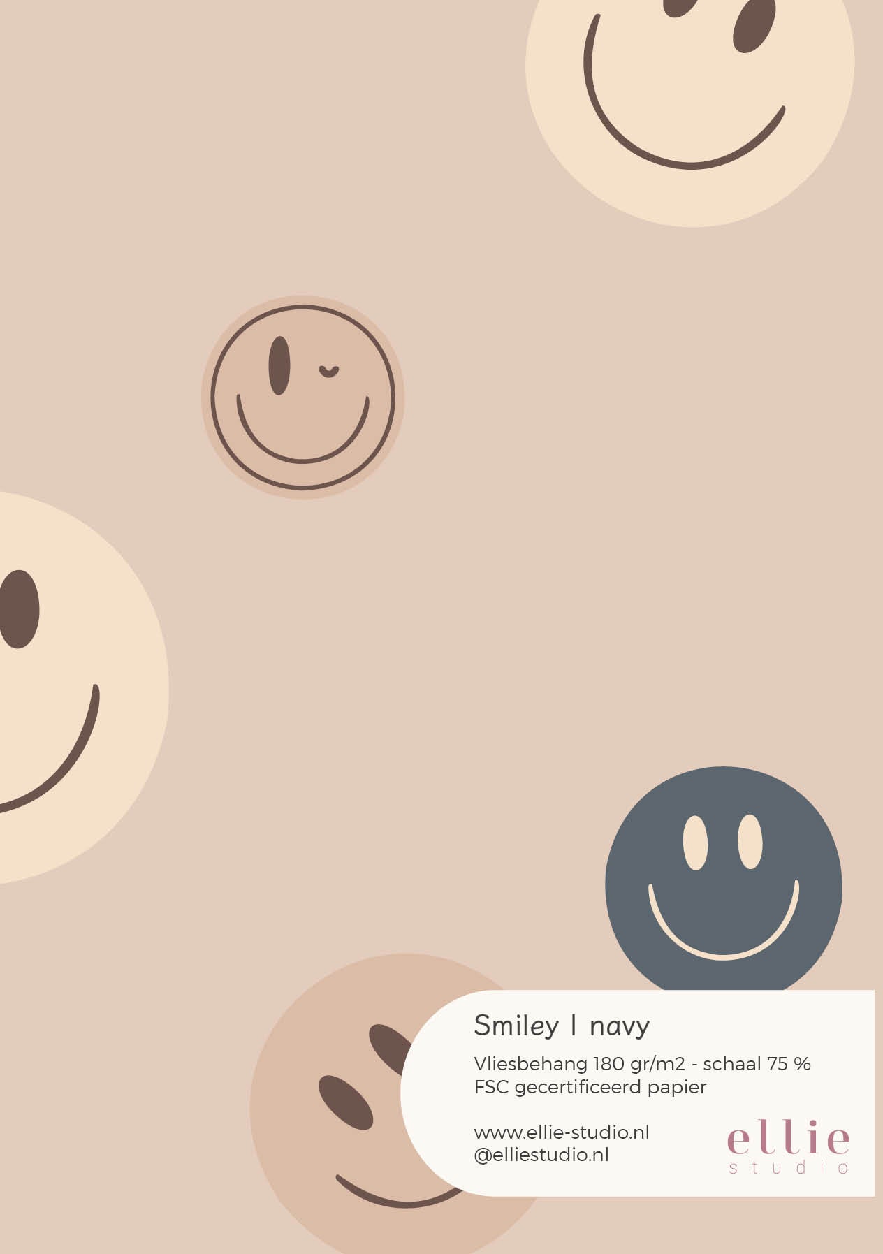 Wallpaper sample Smiley - navy