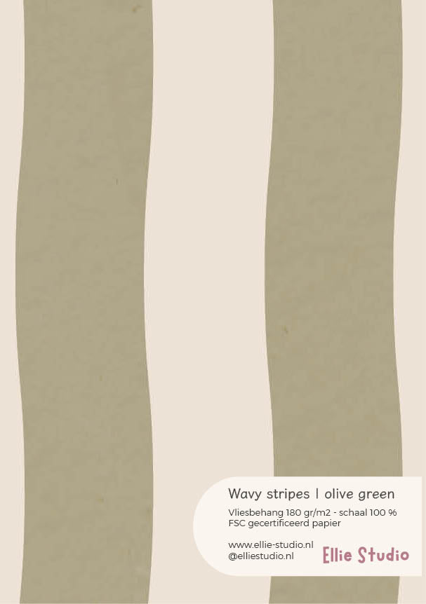 Wavy Stripes wallpaper sample - olive green