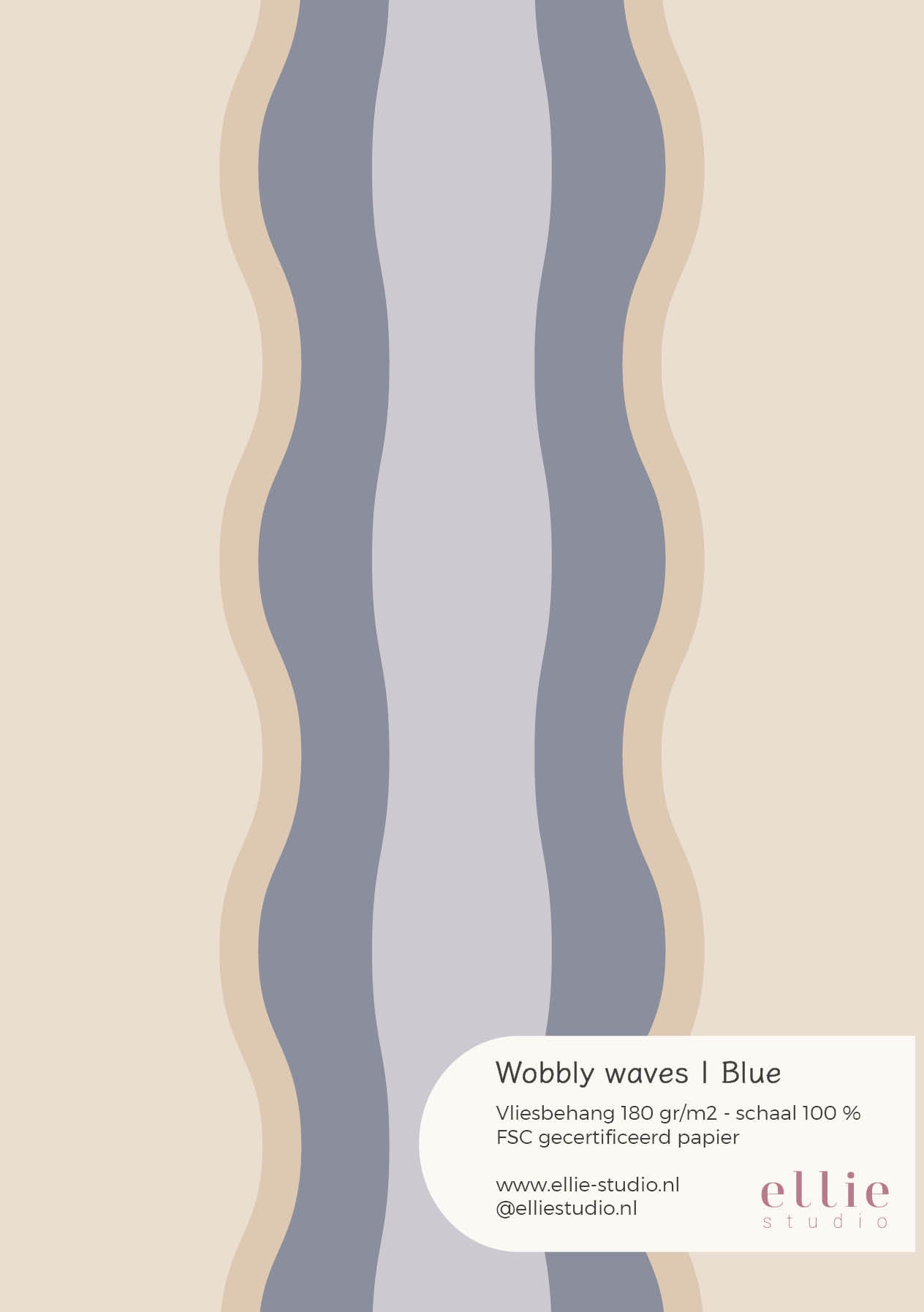 Wallpaper sample Wobbly Waves - blue