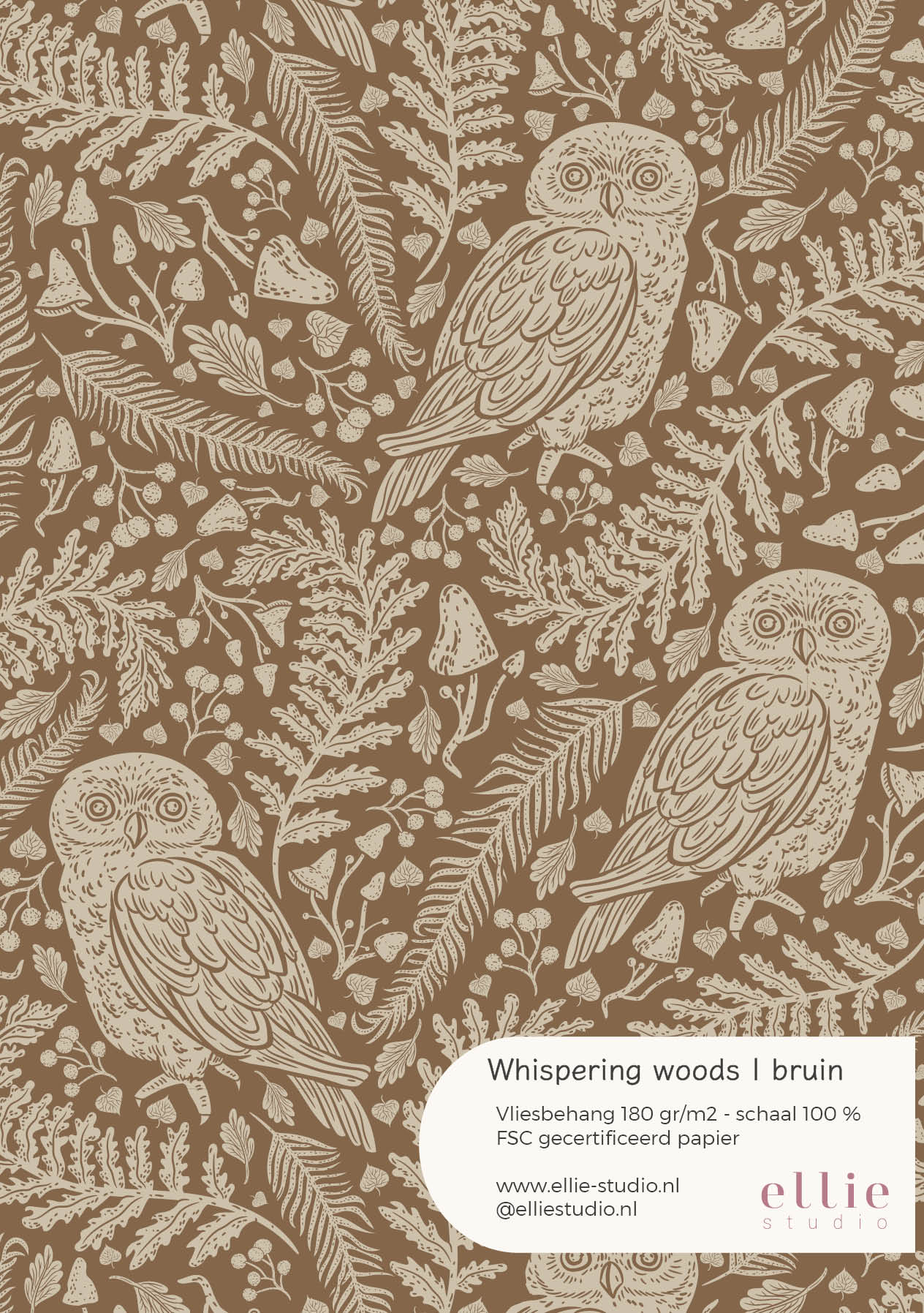 Wallpaper sample Whispering Woods - brown