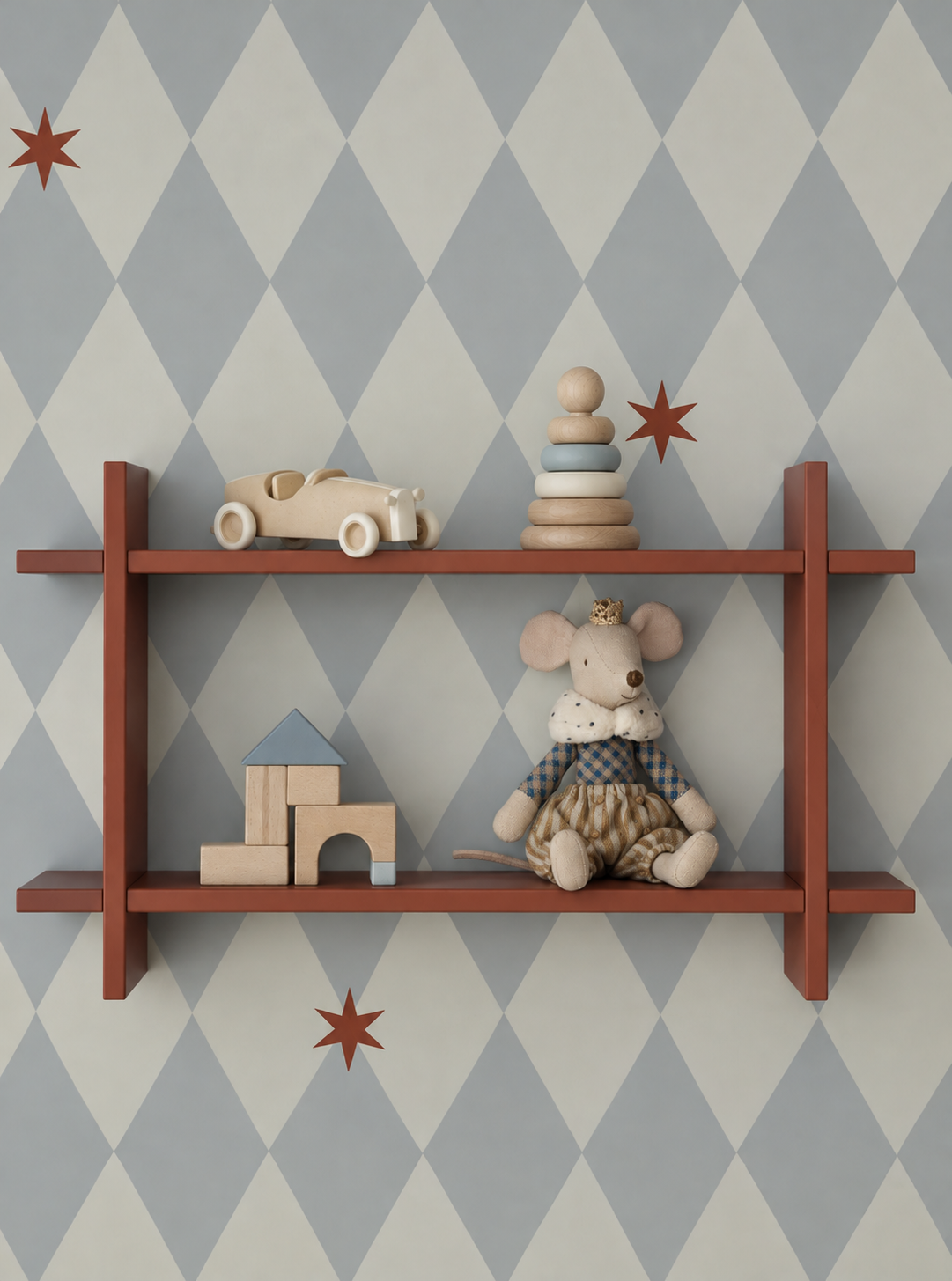 Behang Wiebertje - vintage blue | stars