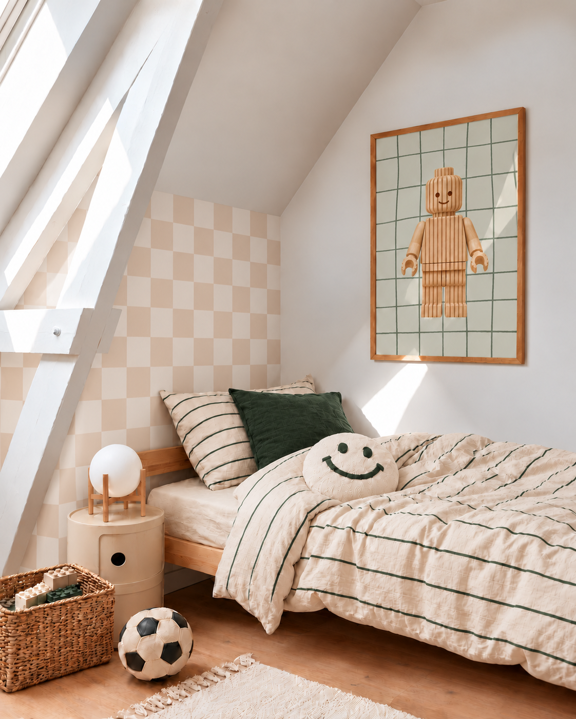 Gestylde kinderkamer met de Block Buddy | cloudy sage poster