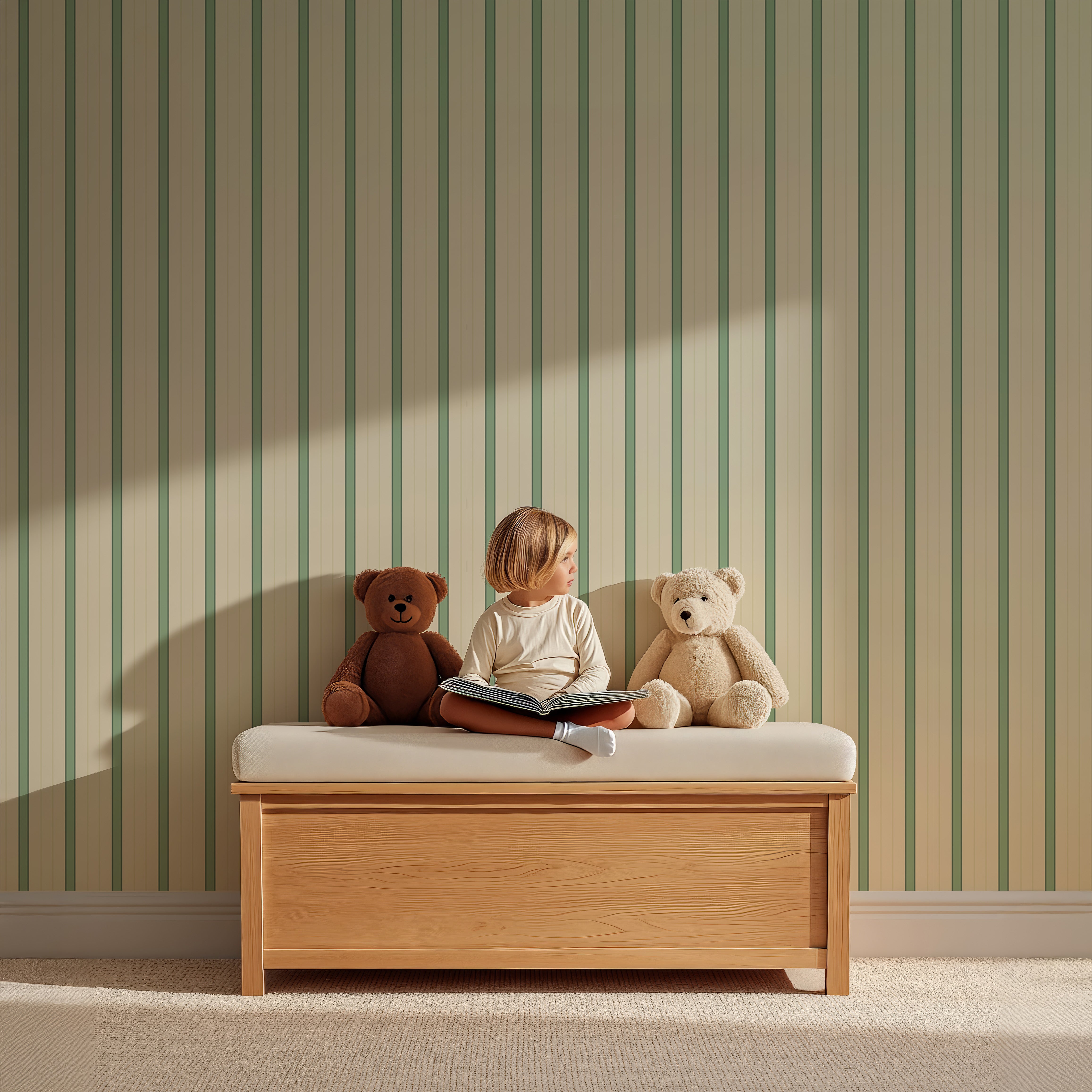 Behang Sweet Stripes - fresh sage