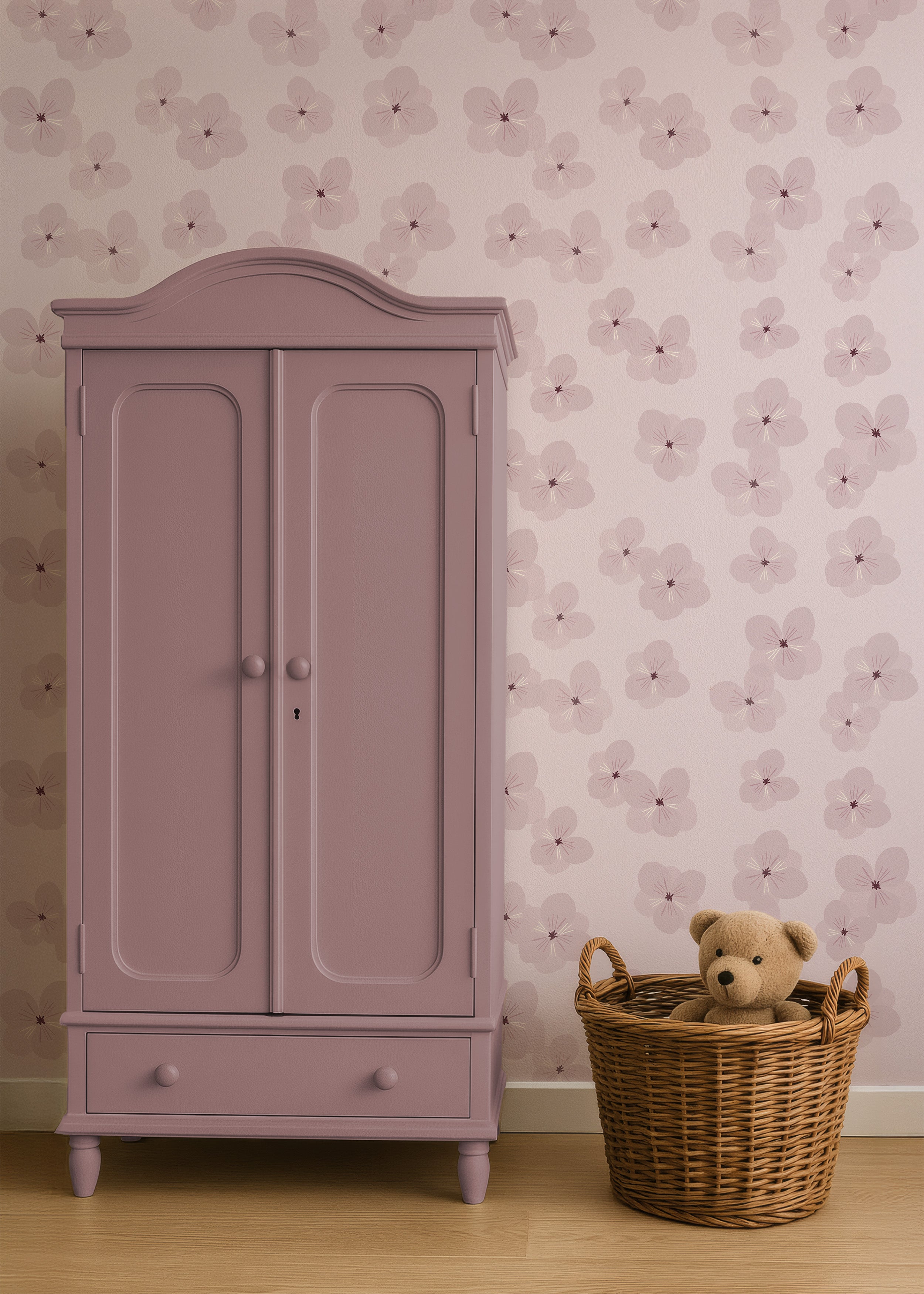 Behang Soft Bloom - powder lila