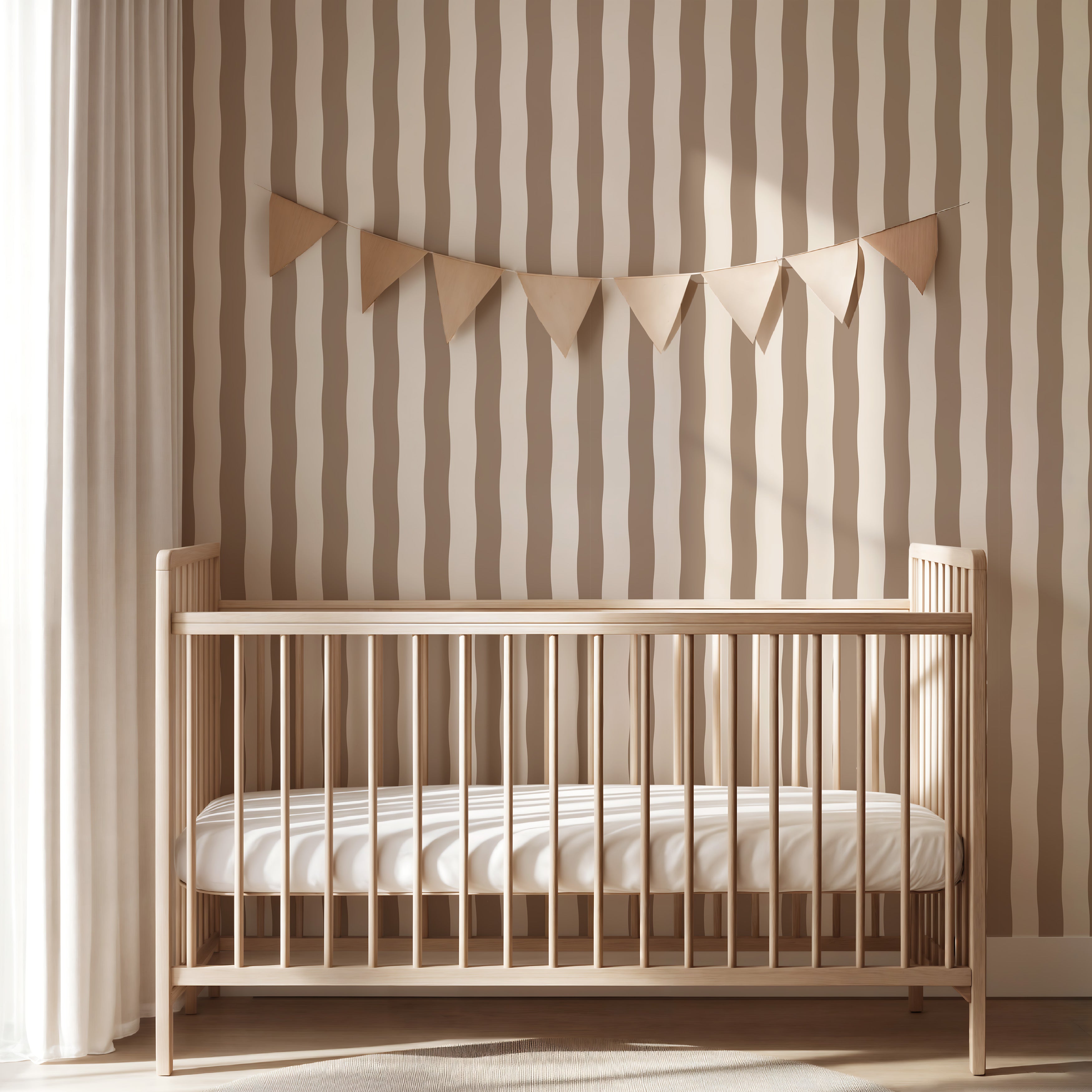 Behang Wavy Stripes - mocca