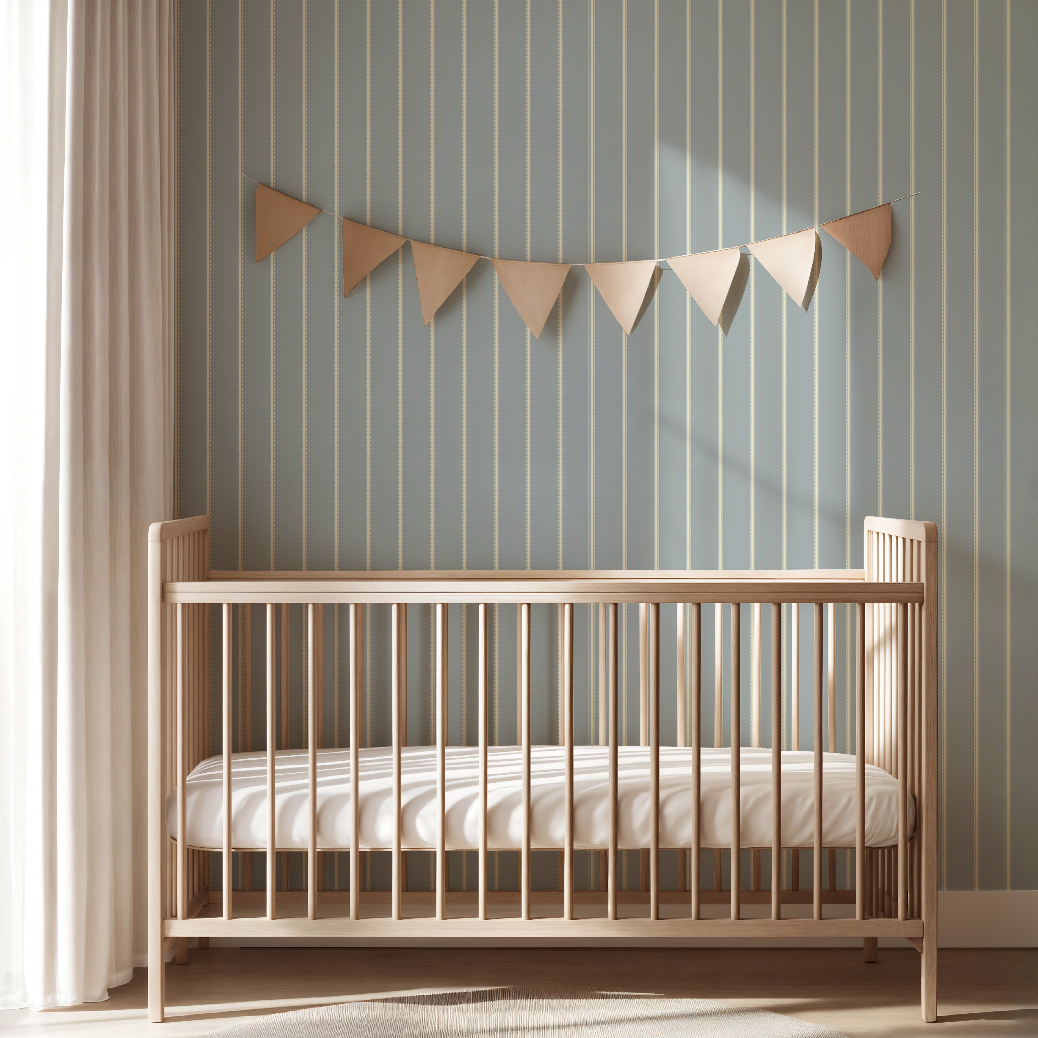 Behang Tiny Stripes - vintage blue