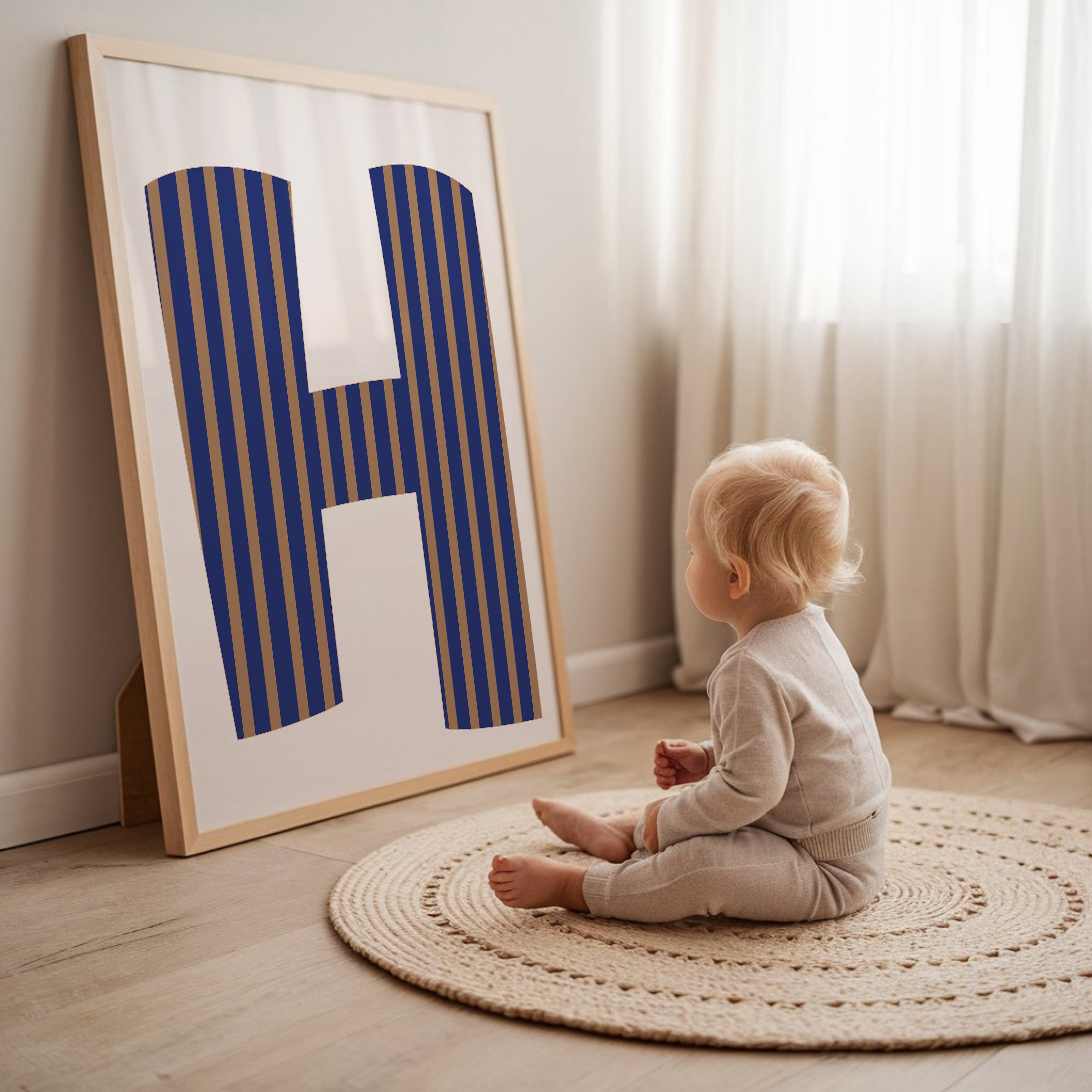 Letterposter Stripes - blauw
