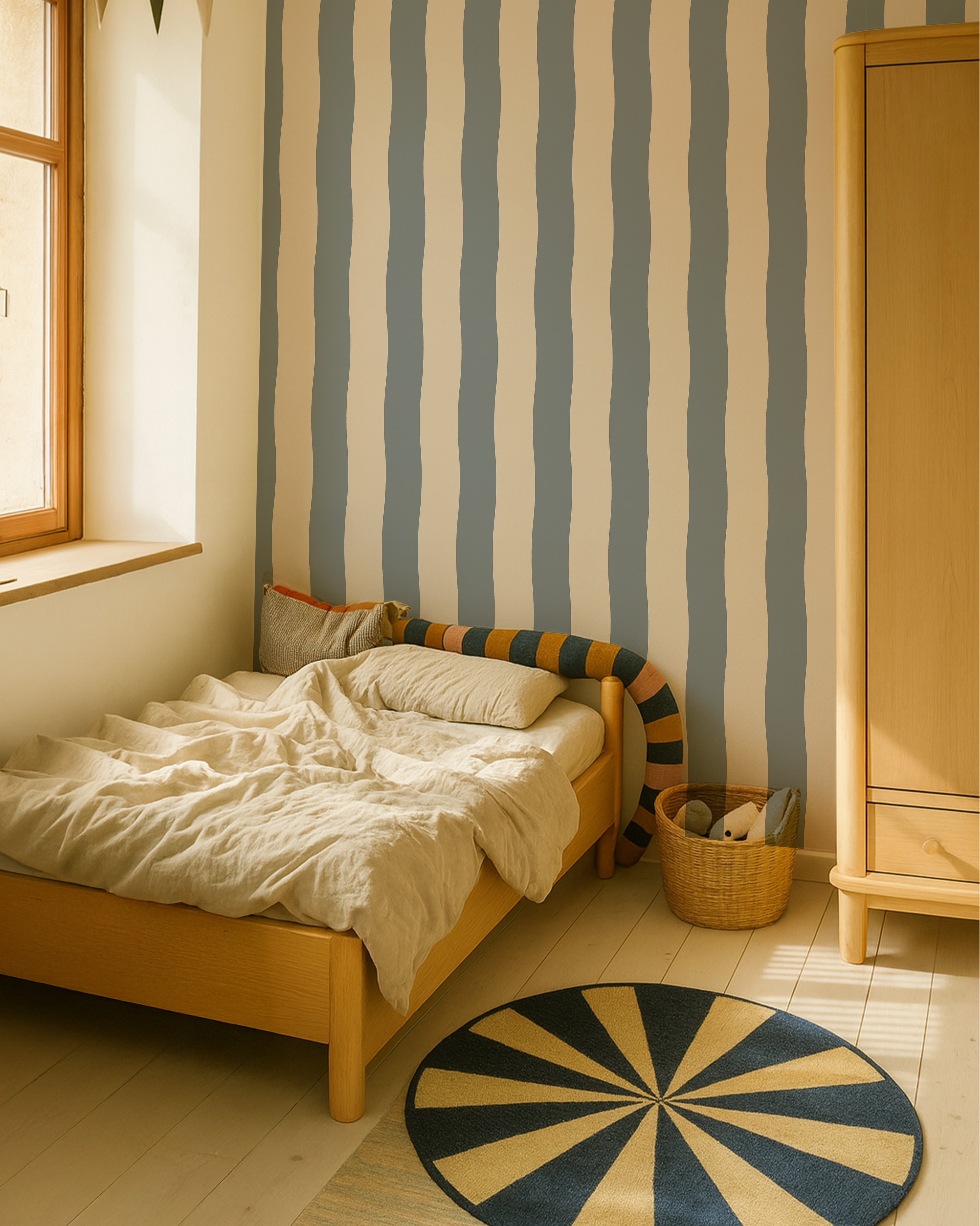 Wallpaper Wavy Stripes - olive green