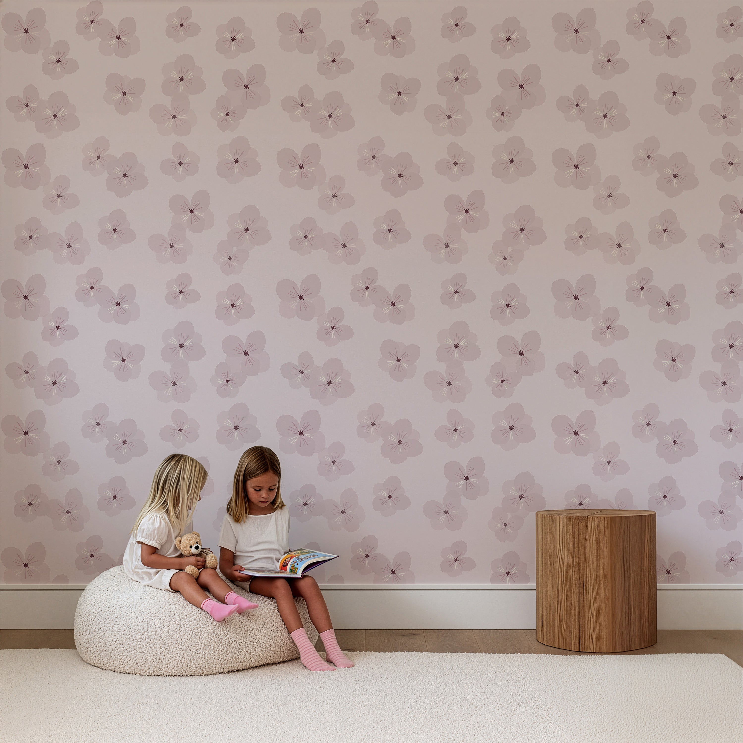 Behang Soft Bloom - powder lila