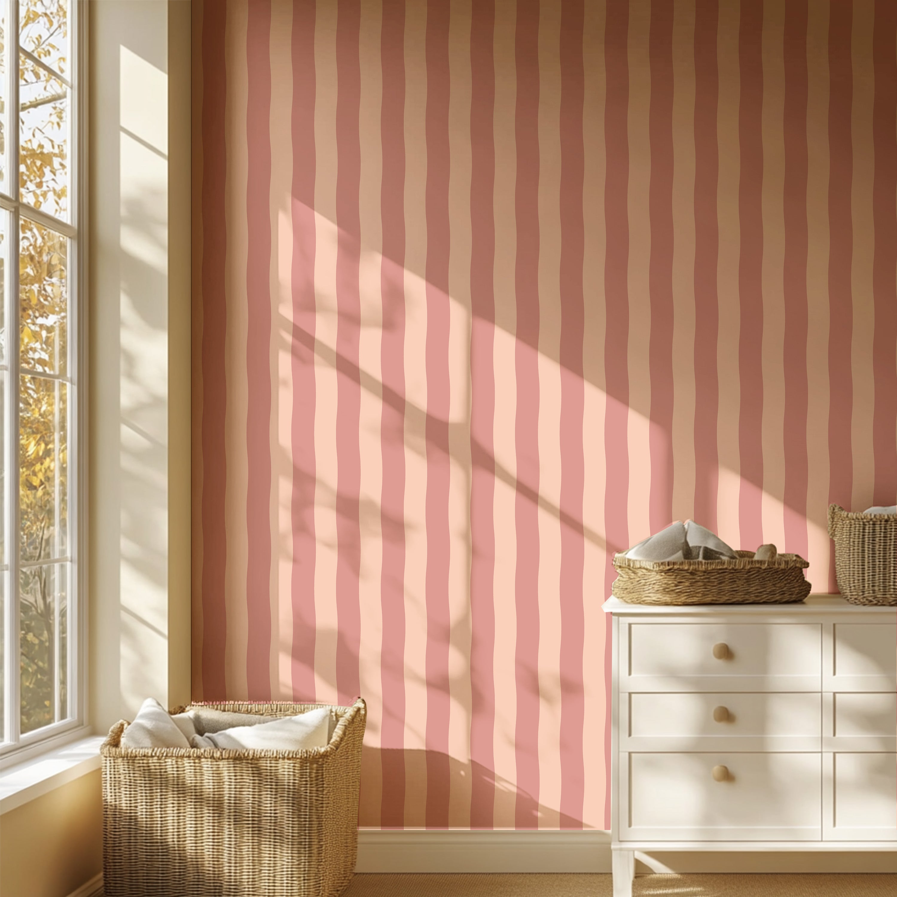Behang Wavy Stripes - peach pink