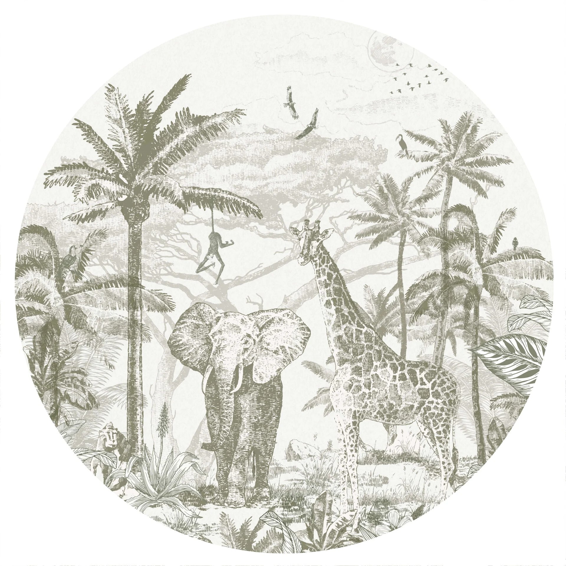 Behangcirkel - Jungle | bosgroen