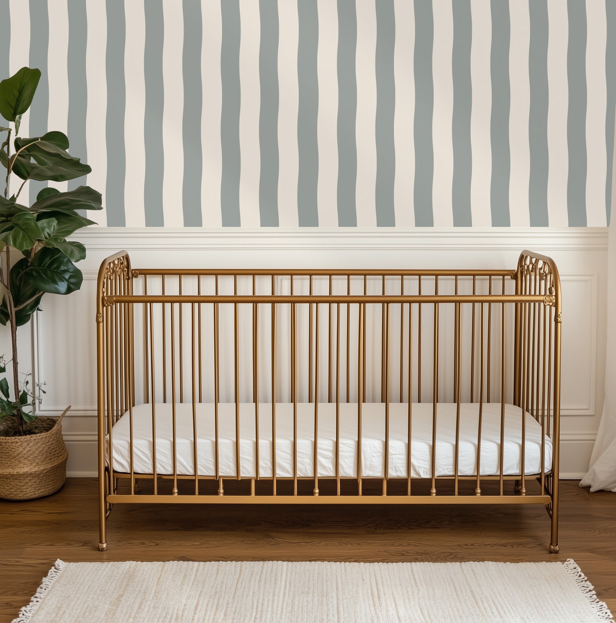 Behang Wavy Stripes – Vintage Green