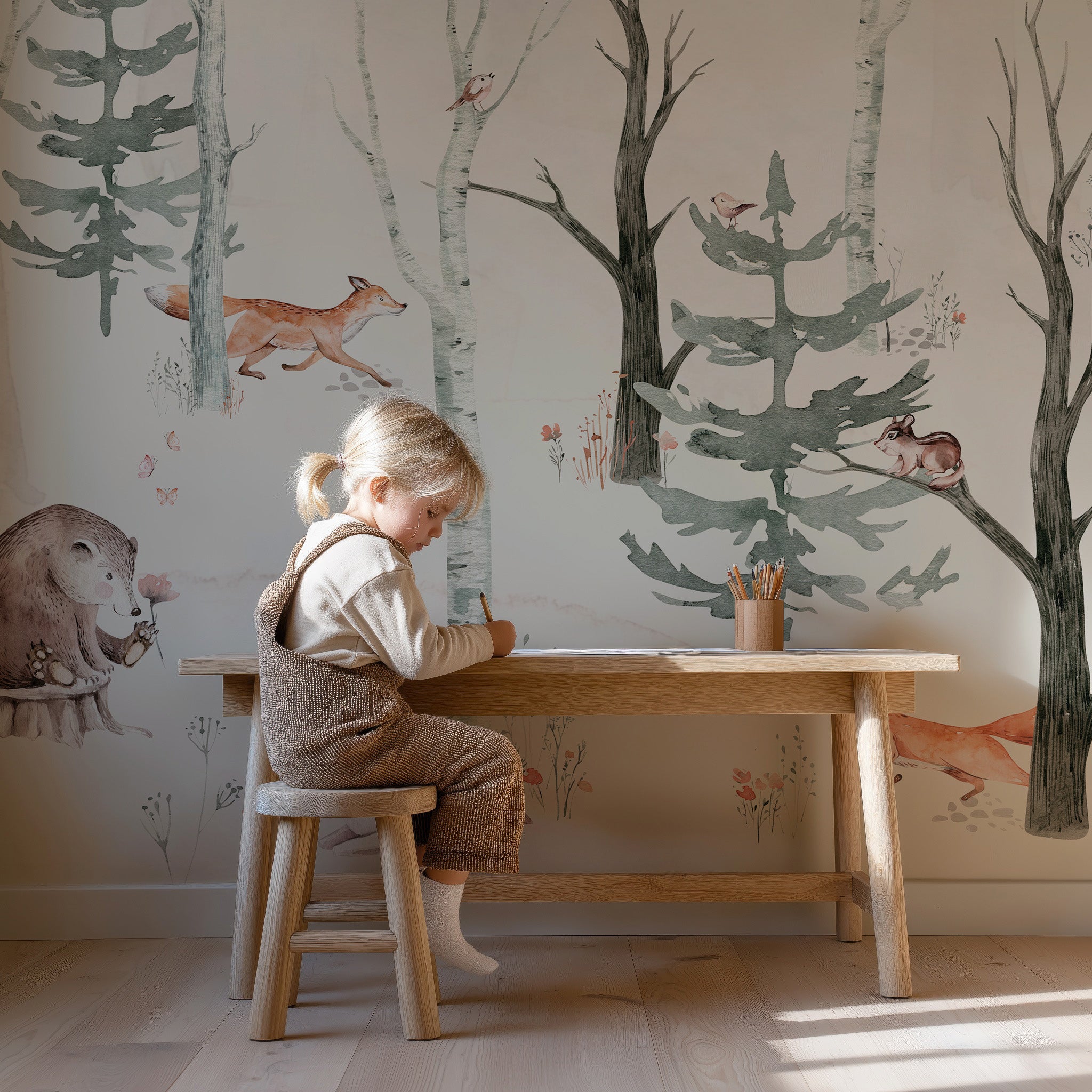 Collage behang Forest Friends