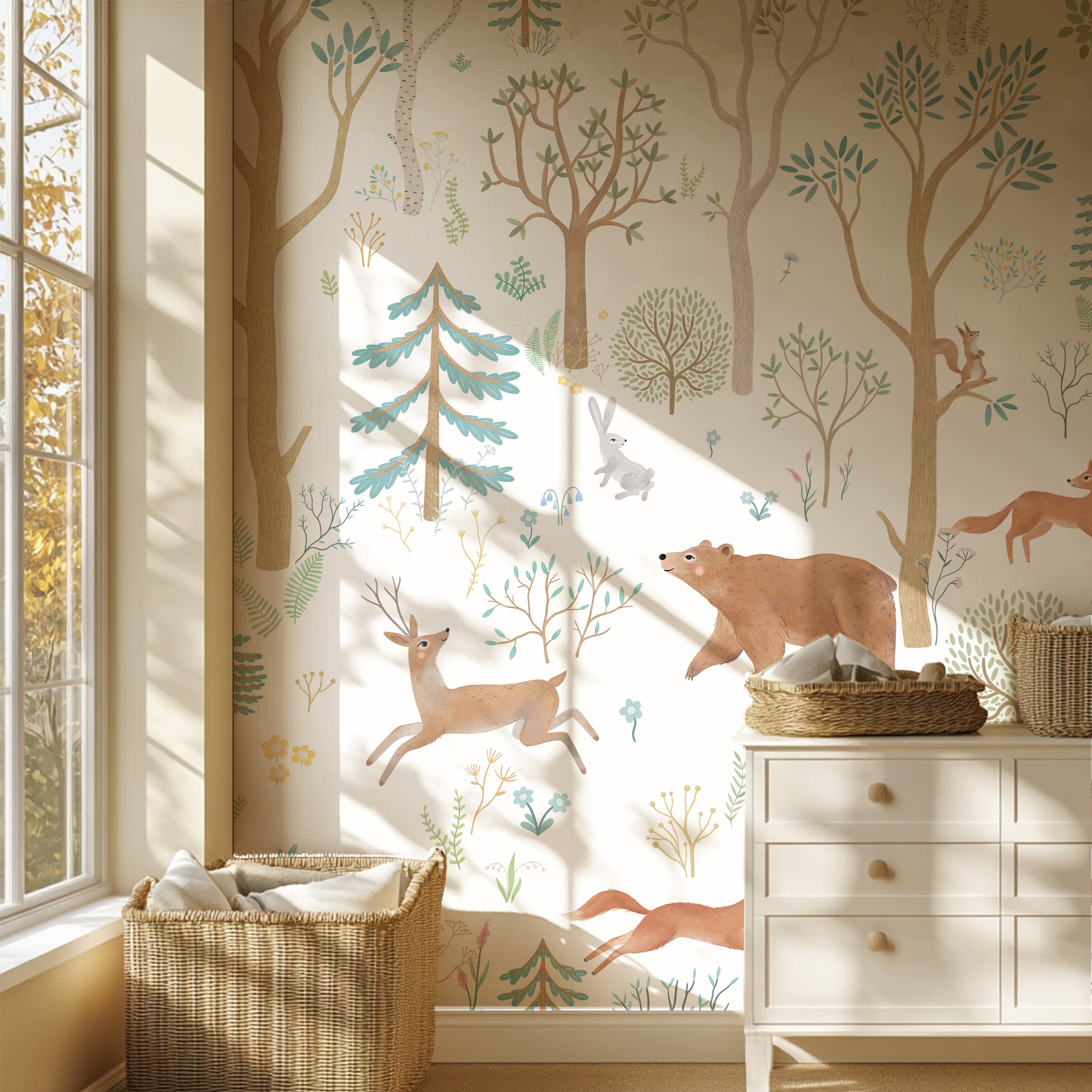 Collage behang Dieren in het bos