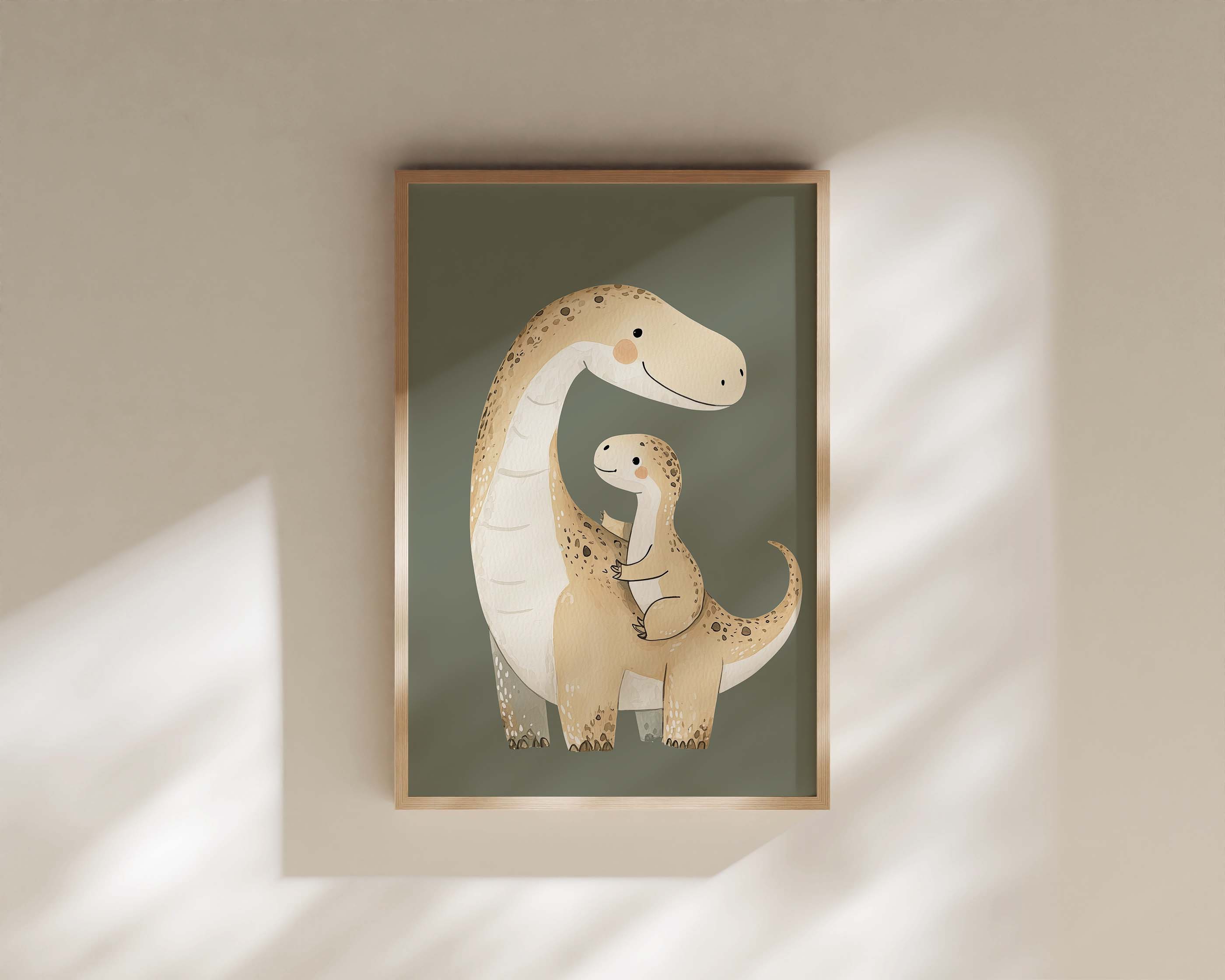 Nursery print - Dino dad and baby