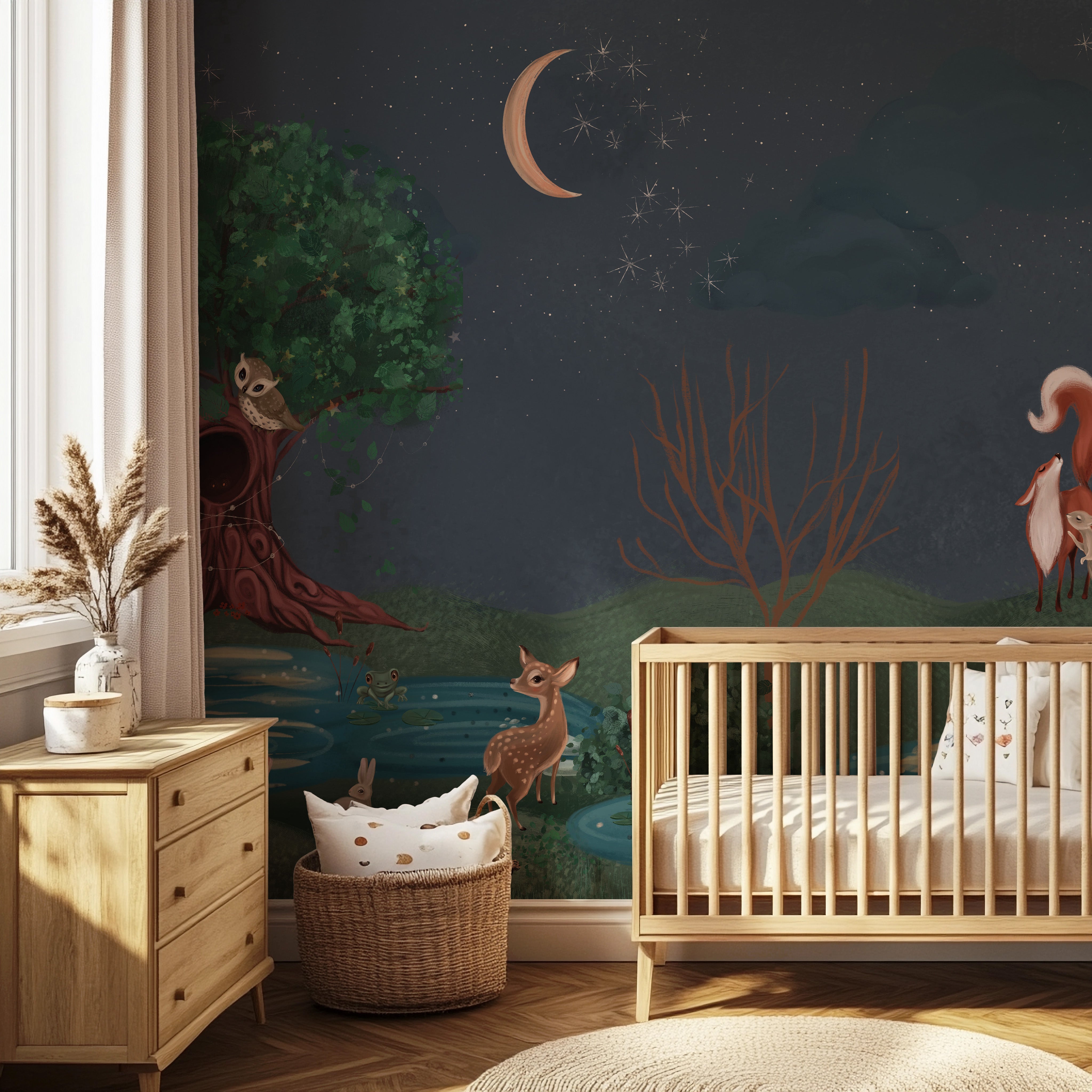 Collage behang Enchanted Forest - blauw