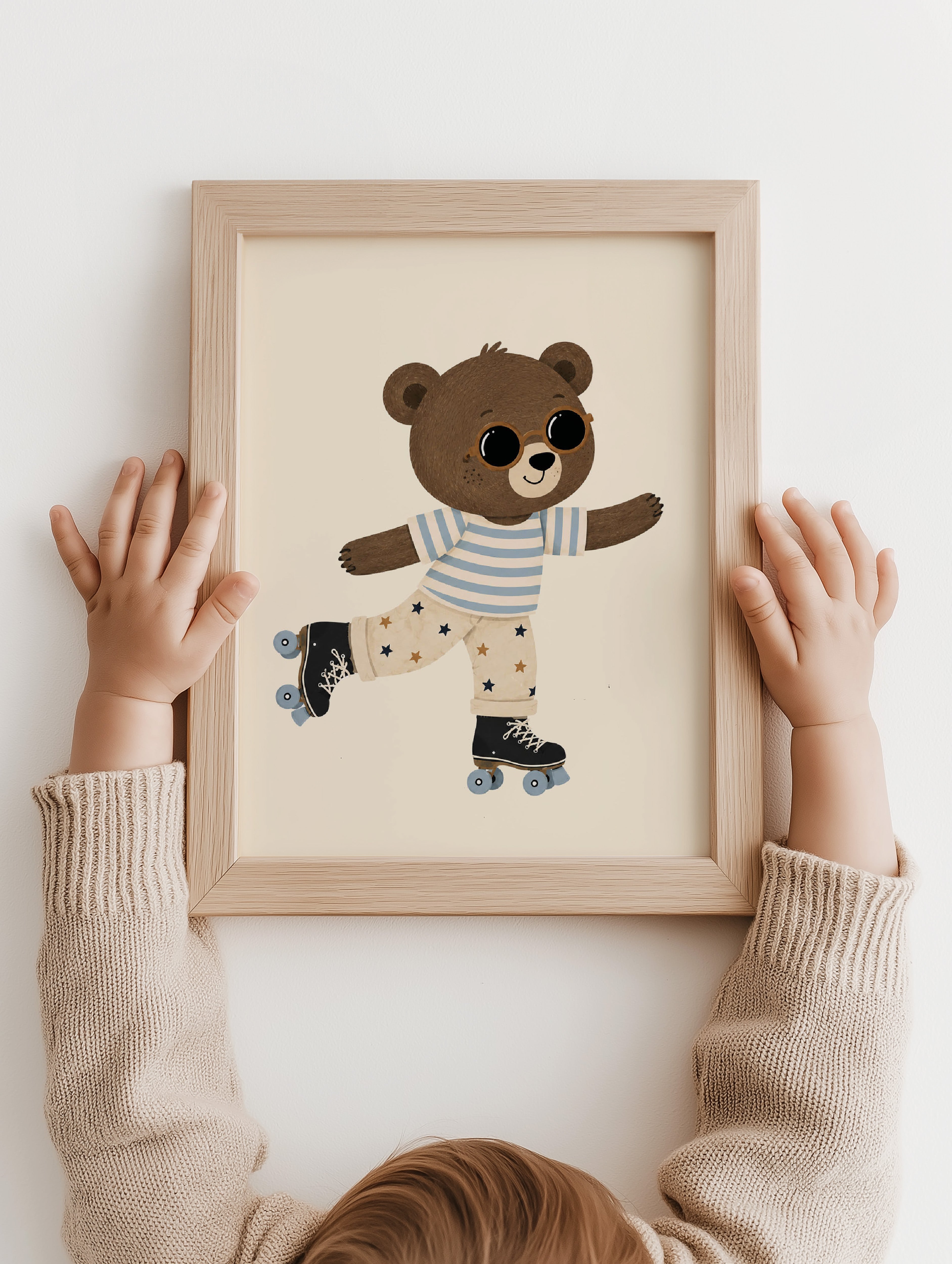 Children's room print - Cool elephant on roller skates