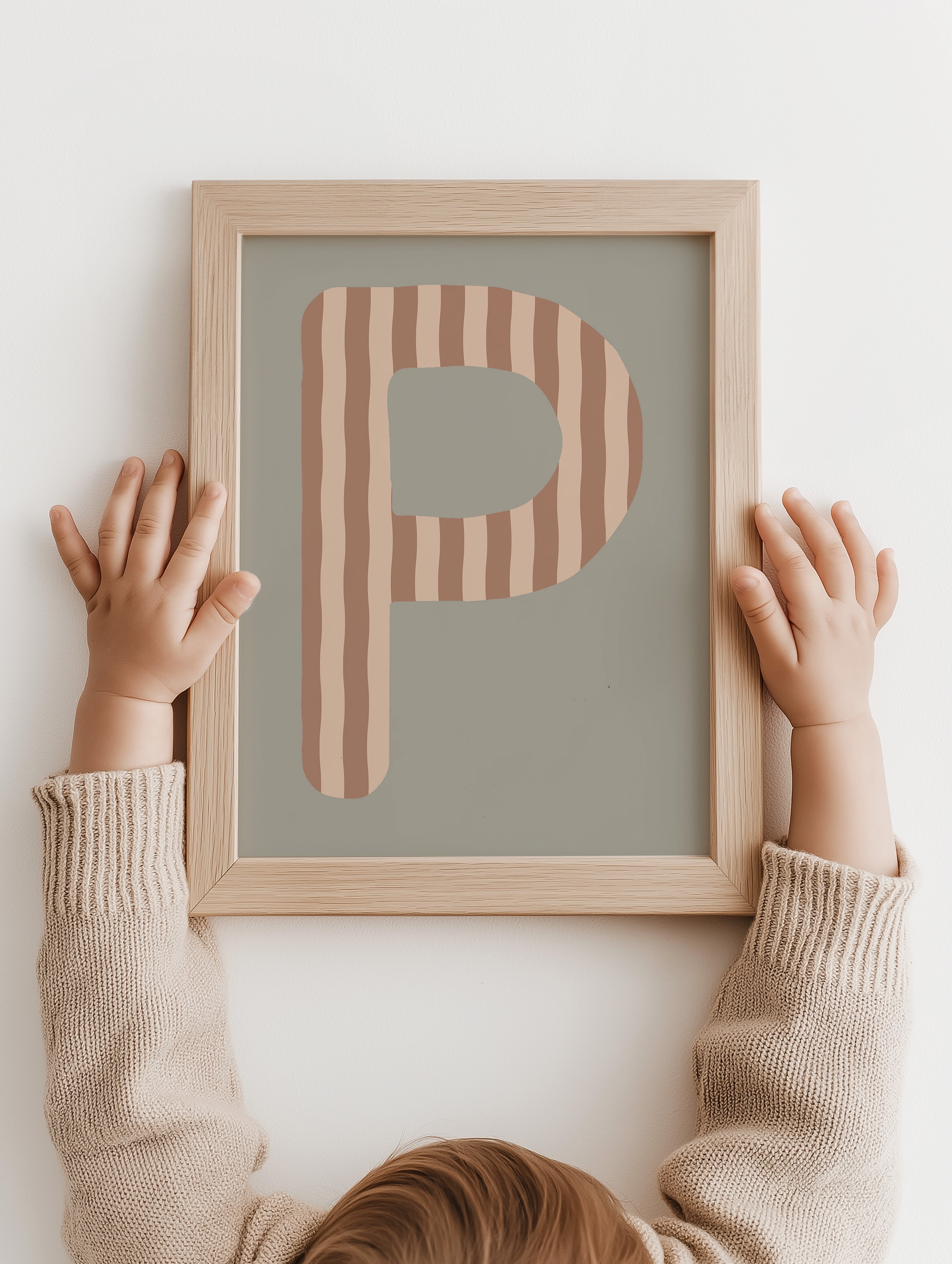Letterposter Wavy Stripes - biscuit