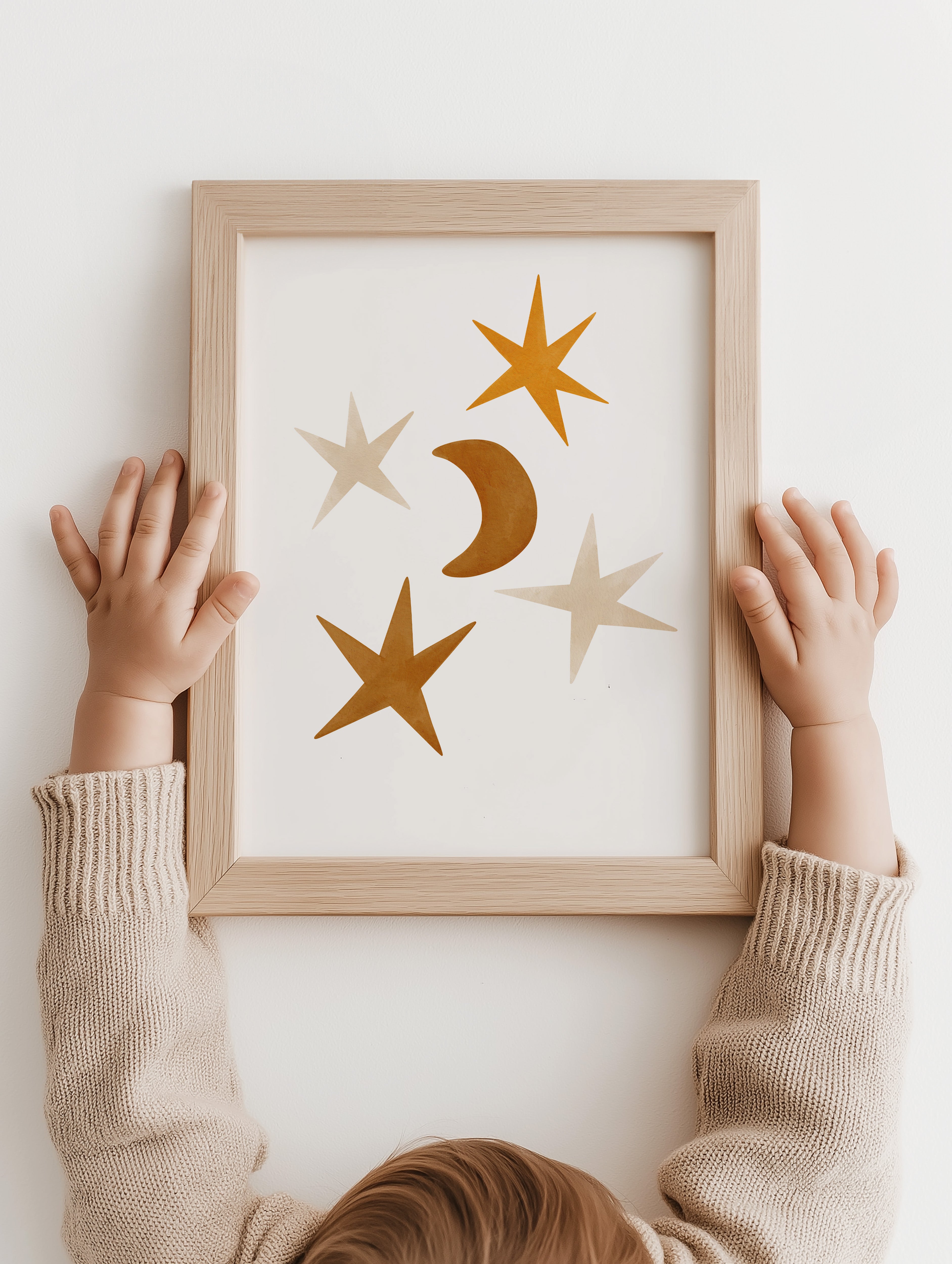 Retro kinderkamer poster - Maan en sterren