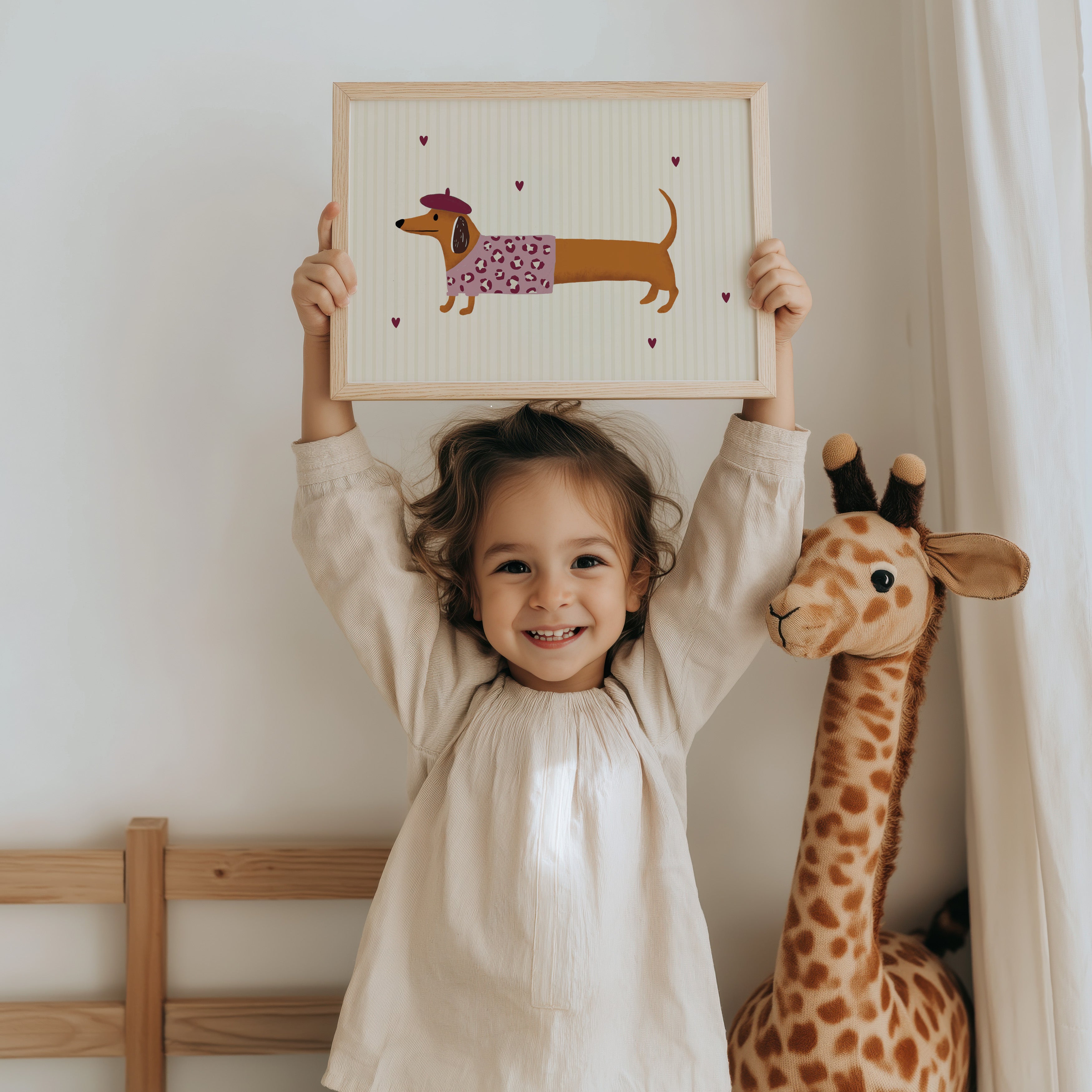 Kinderkamer poster - Hartjes teckel