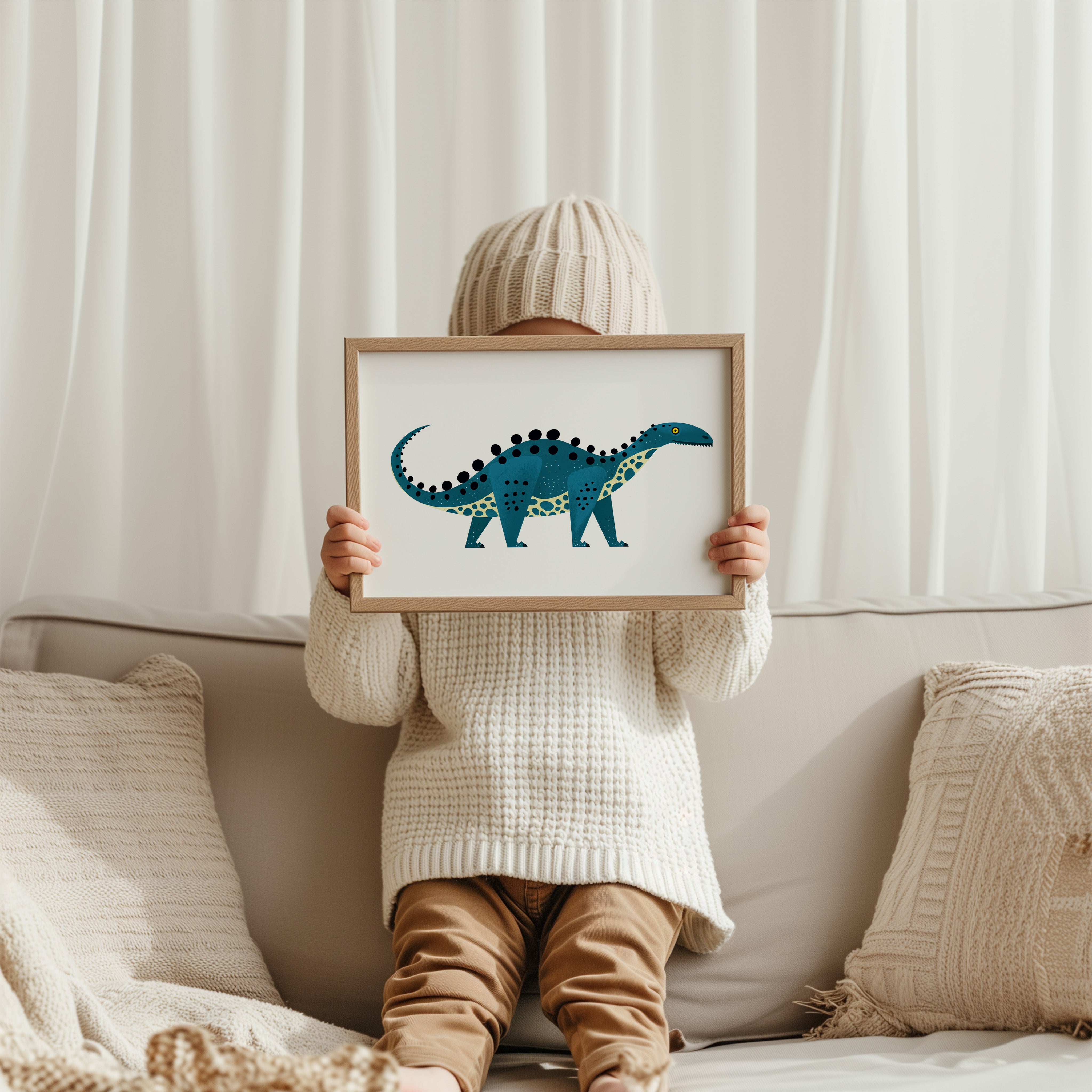 Children's room print - Blue dino