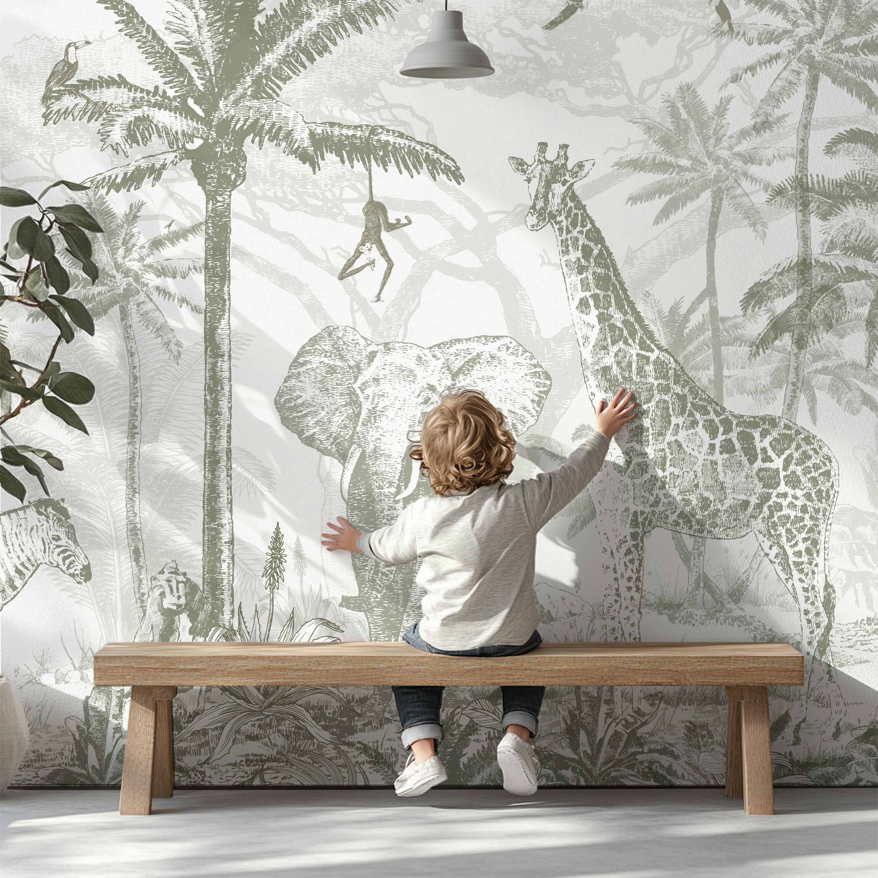 Collage behang Jungle - bosgroen