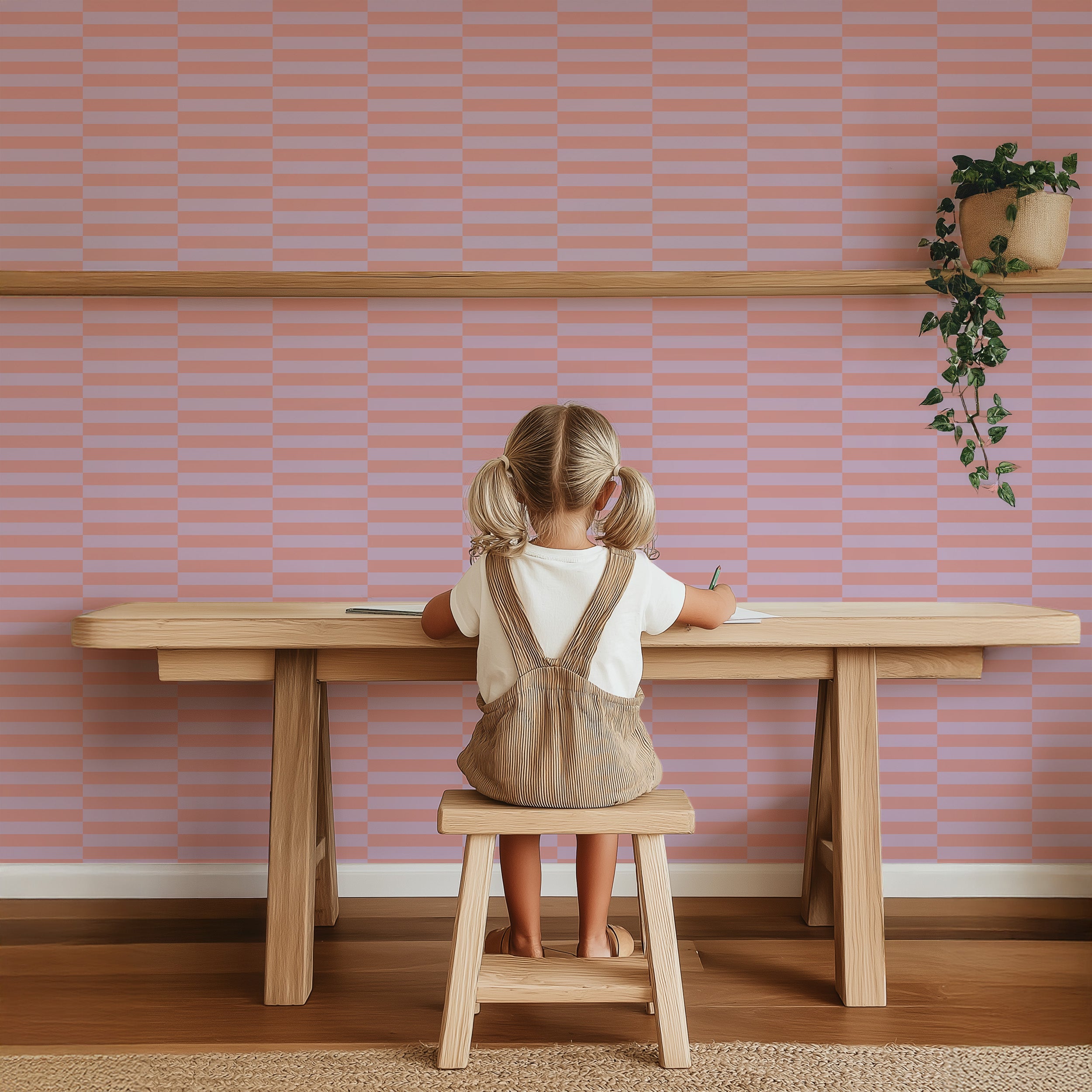 Wallpaper Cheeky Checks - lilac pink