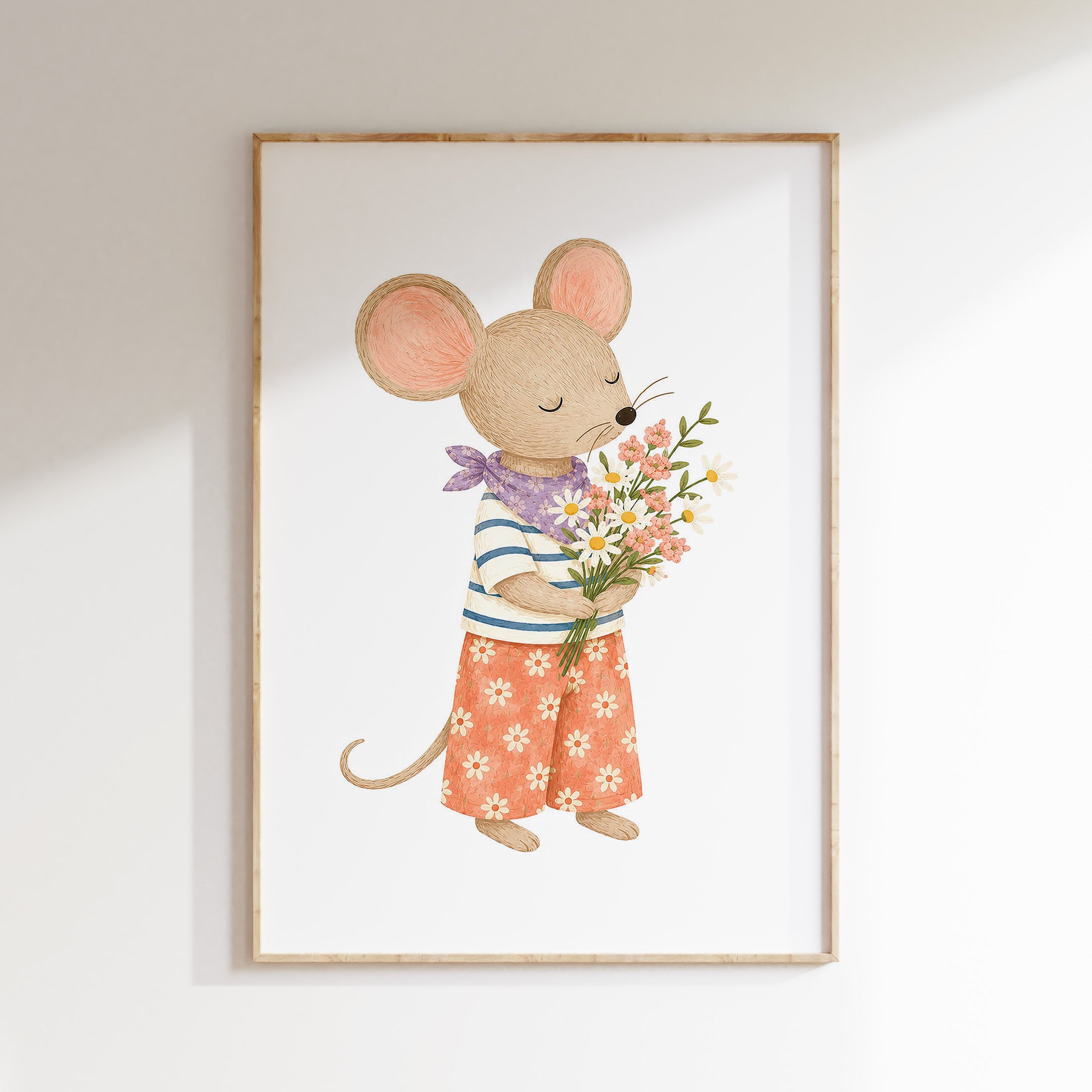 Children's room print - Tennis Rabbit polka dot skirt