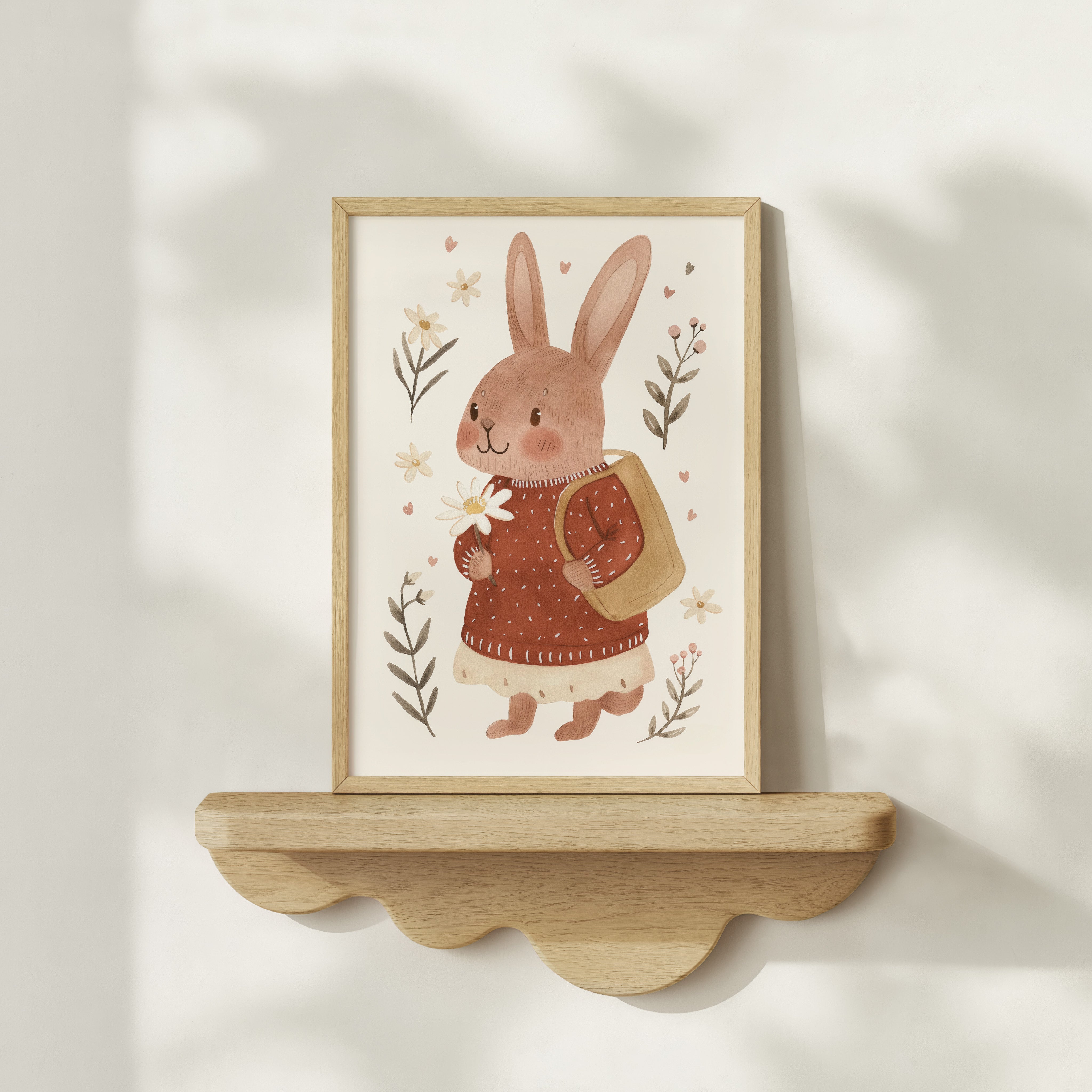 Kinderkamer print - Konijntje met Bloem