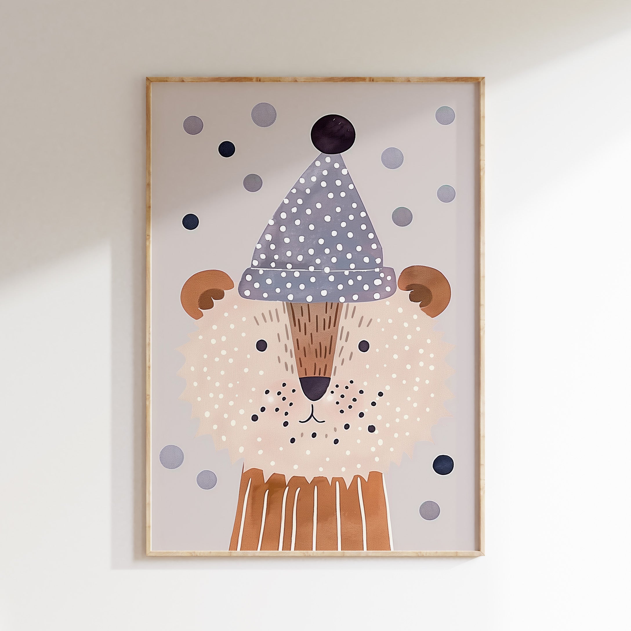 Children's room print - Bear with winter hat