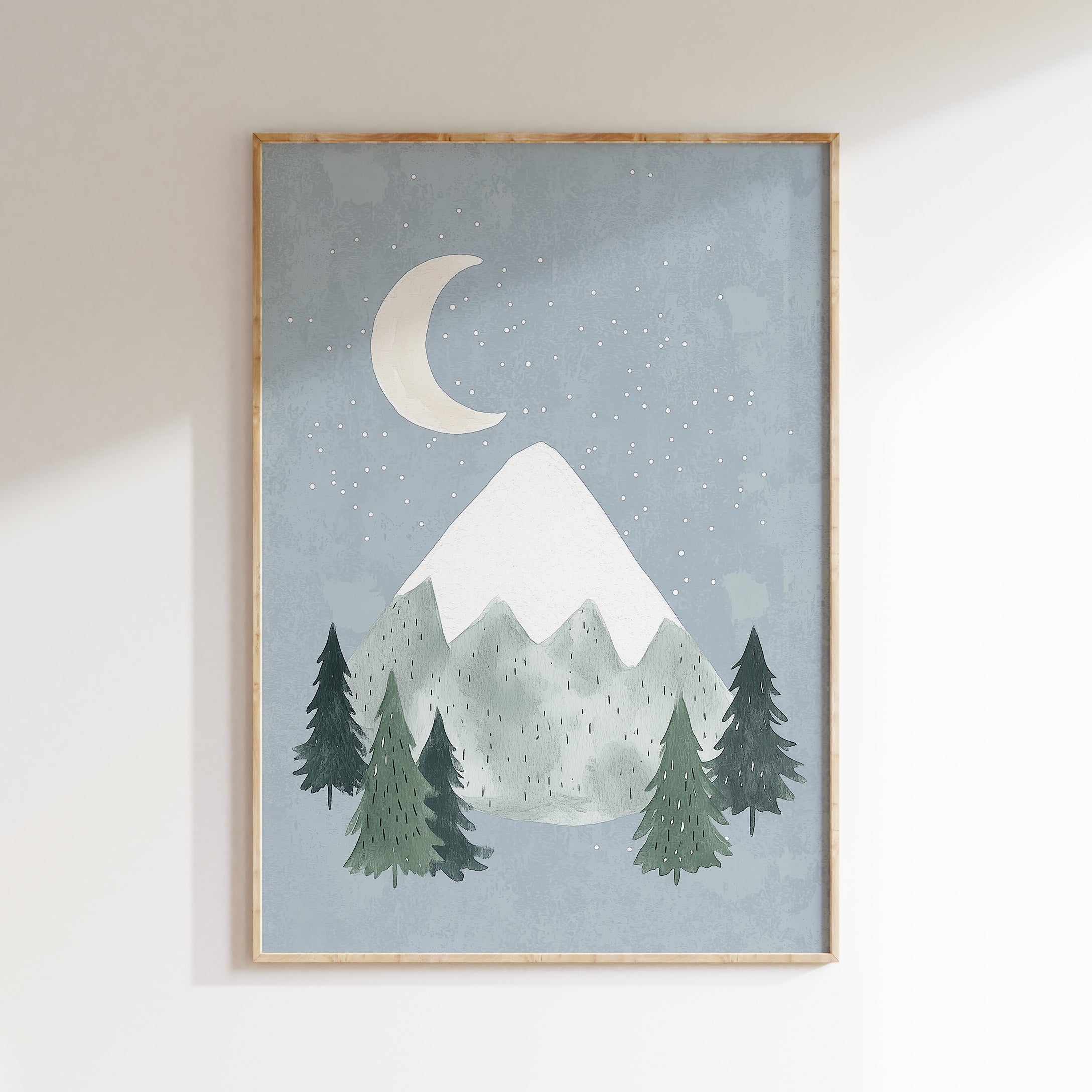Children's room print - Mountains and Moon