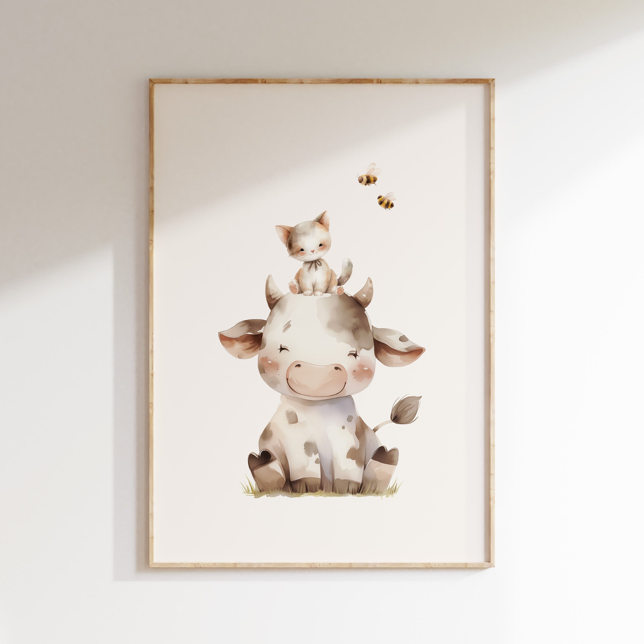 Kinderkamer poster - Koe en poes | Boerderij